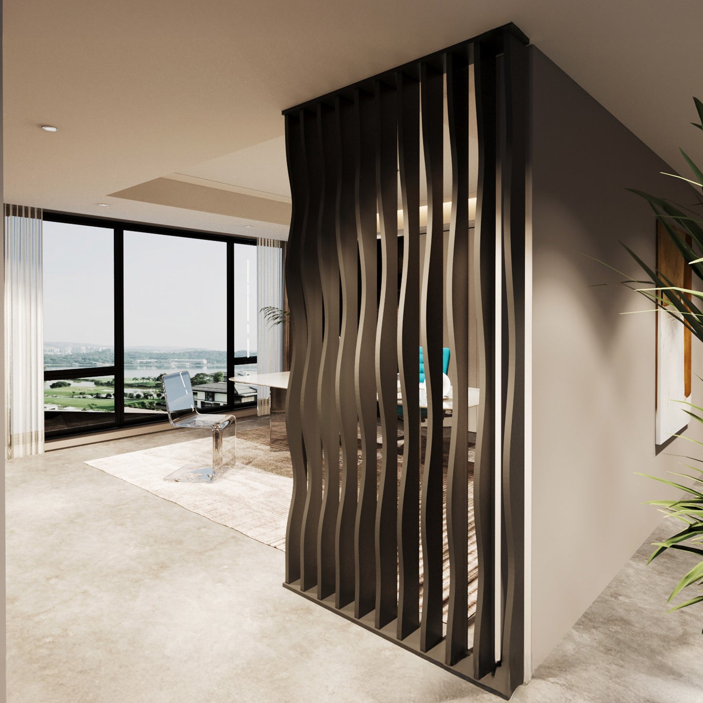 Wavy Slatted Parametric Partition