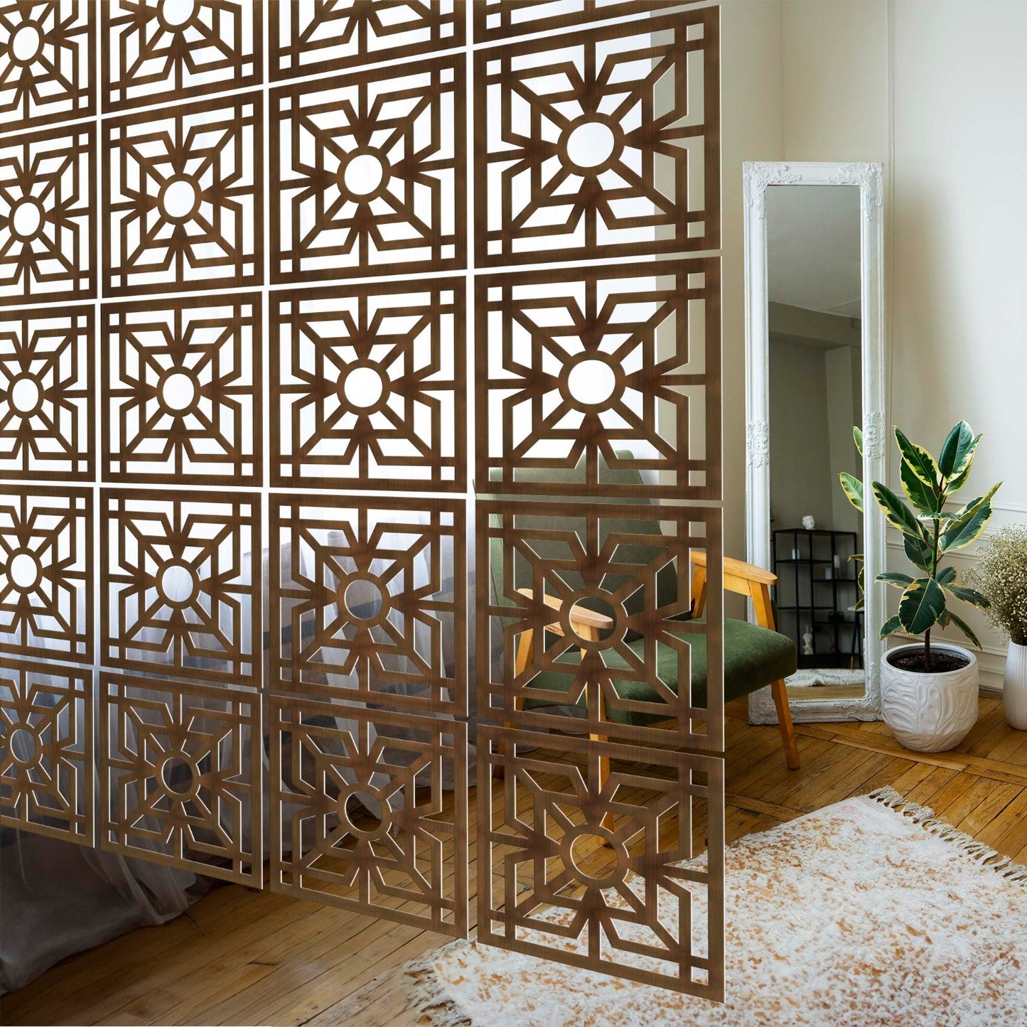Wall Screen Room Divider, Hanging Room Screen Divider, ACM Wall Hanging CraftivaArt, wall screen, walnut wall screen, wood art, wall art, walnut wall art