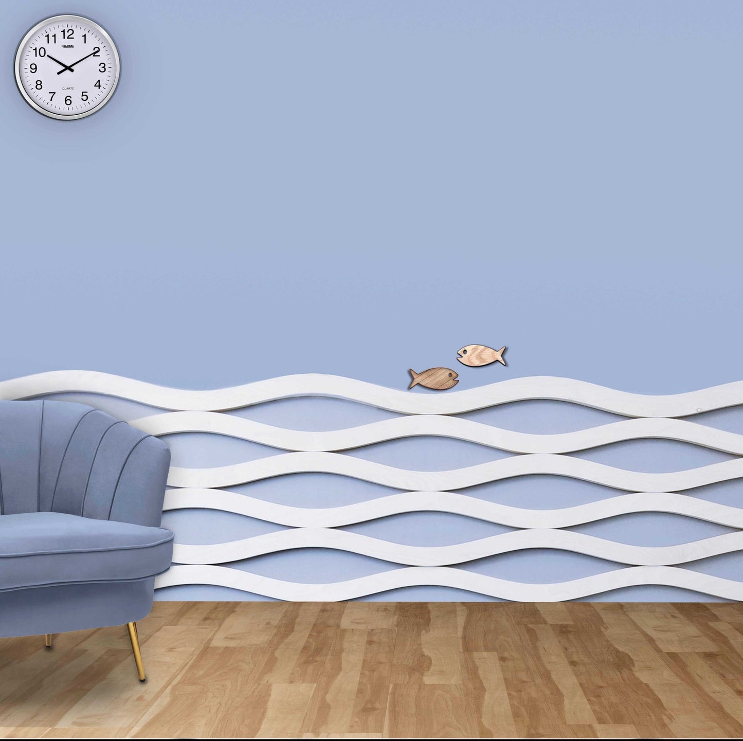 Sea Wave Wall Panel, Wood Panel, and Curvy Wood Slat CraftivaArt