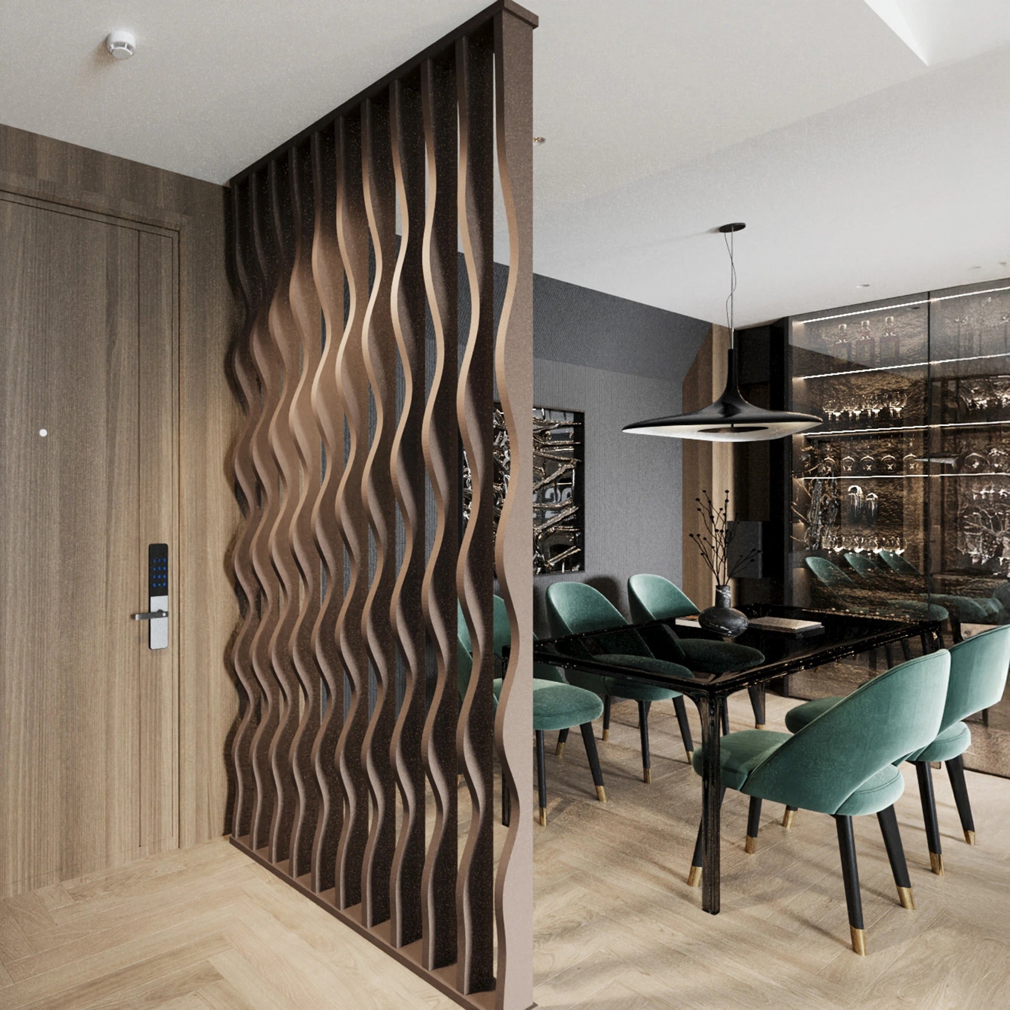 Wavy Slatted Parametric Partition  Room Dividers.