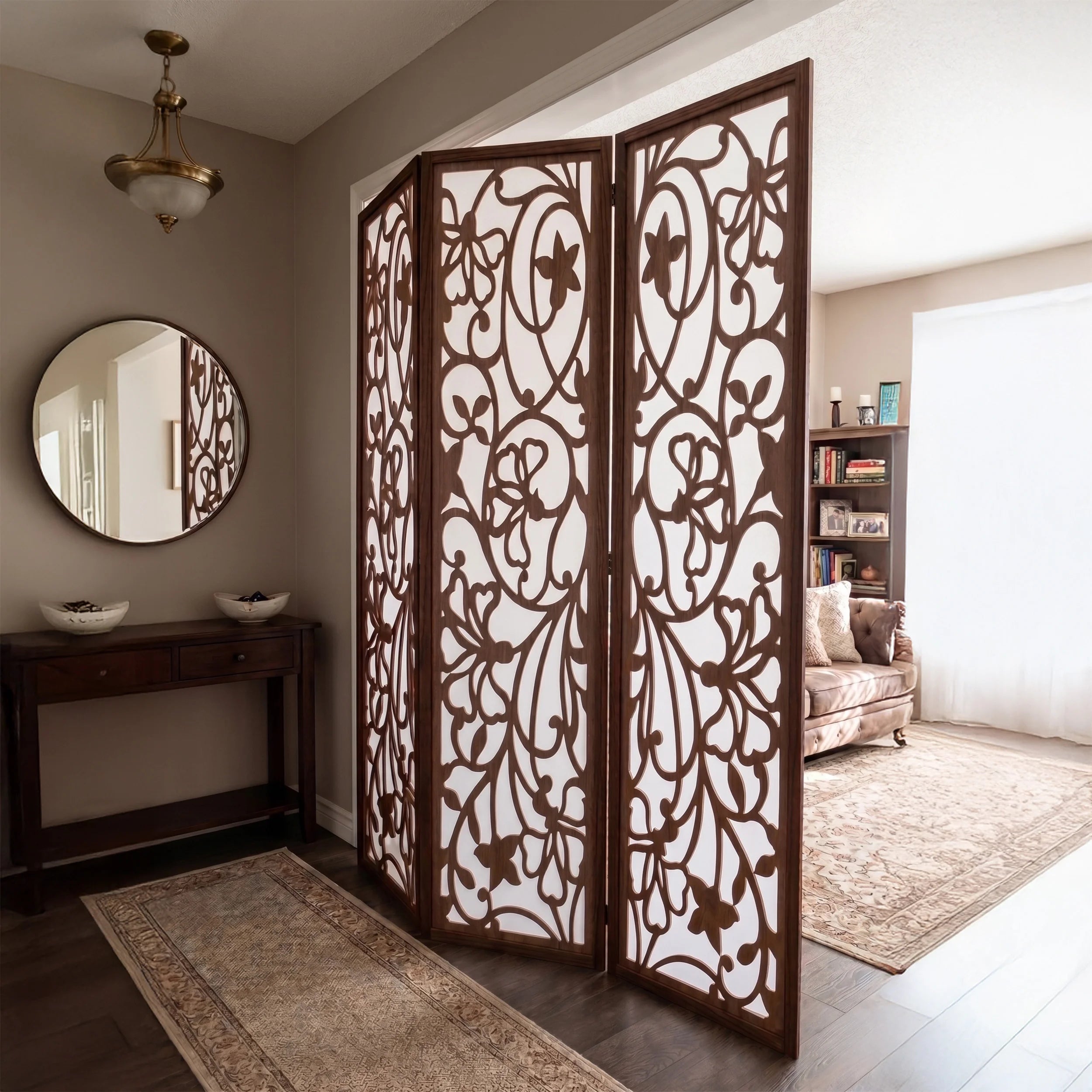 Freestanding Room Divider with Translucent Sheet