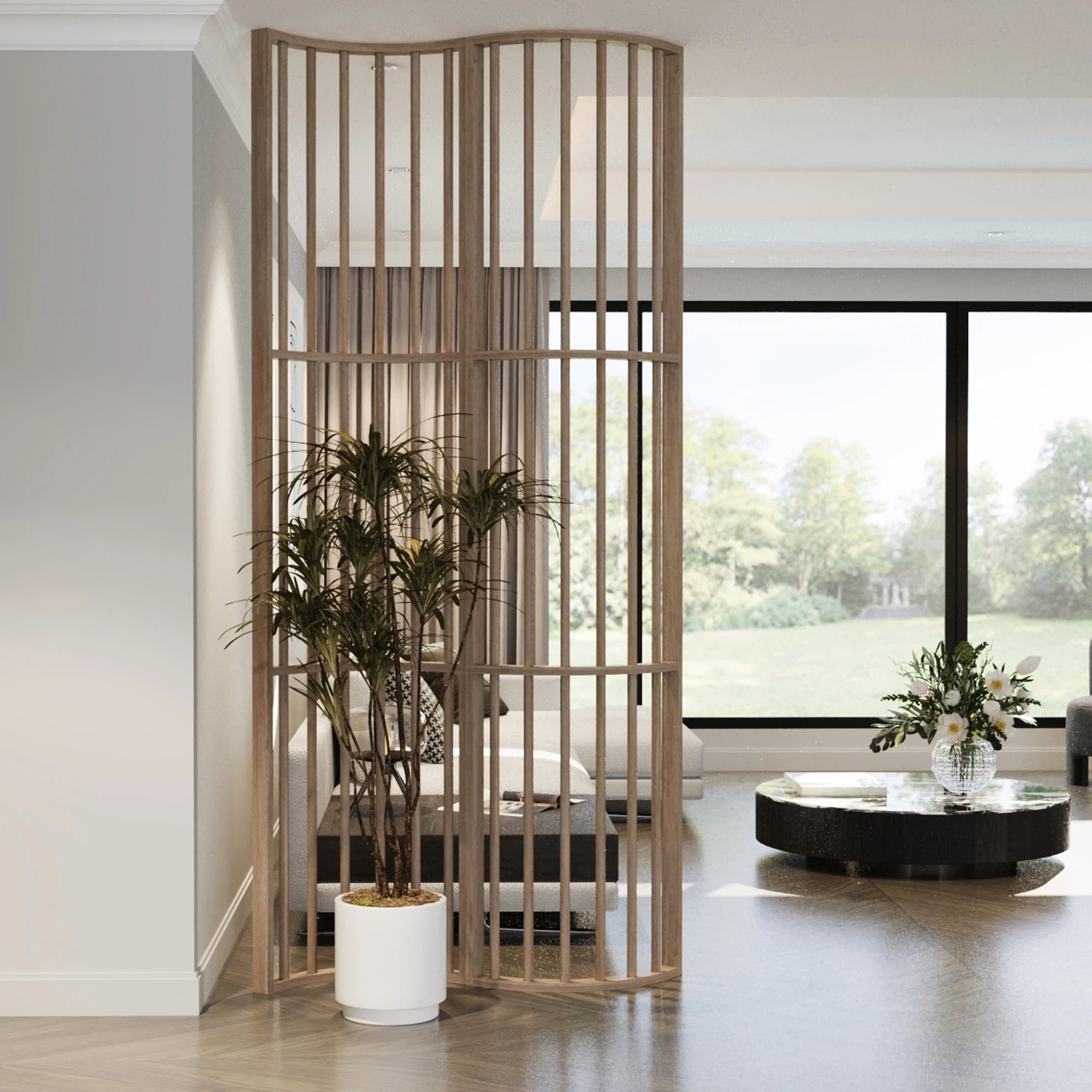 Modern Curved Slat Room Divider  Room Dividers.
