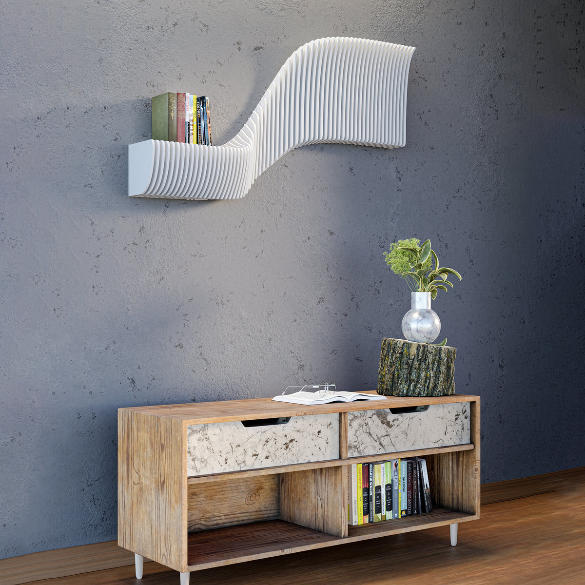 Parametric Wall Floating Shelf, Wall Mounted Shelf  3D Wall Art.
