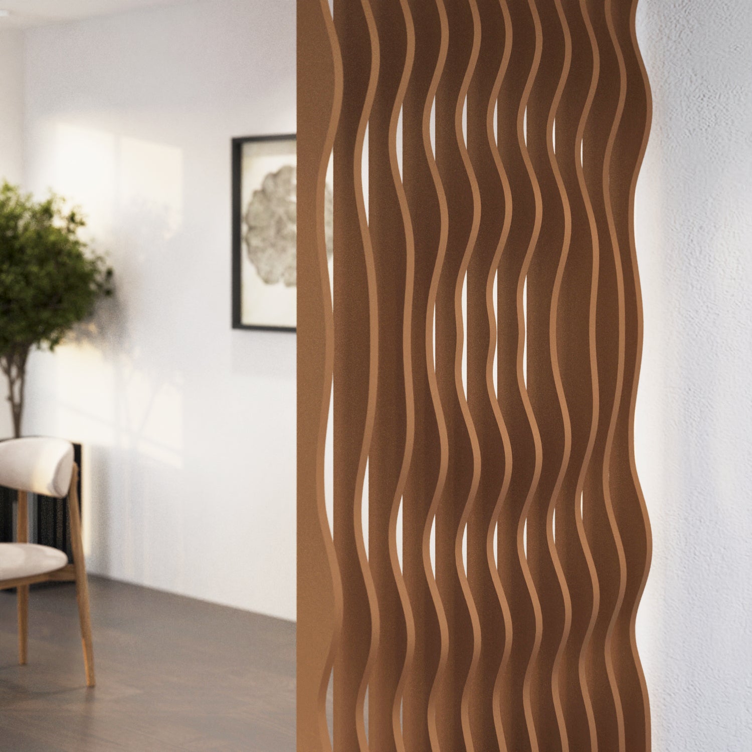 Divisores de listones de madera giratorios de piso a techo