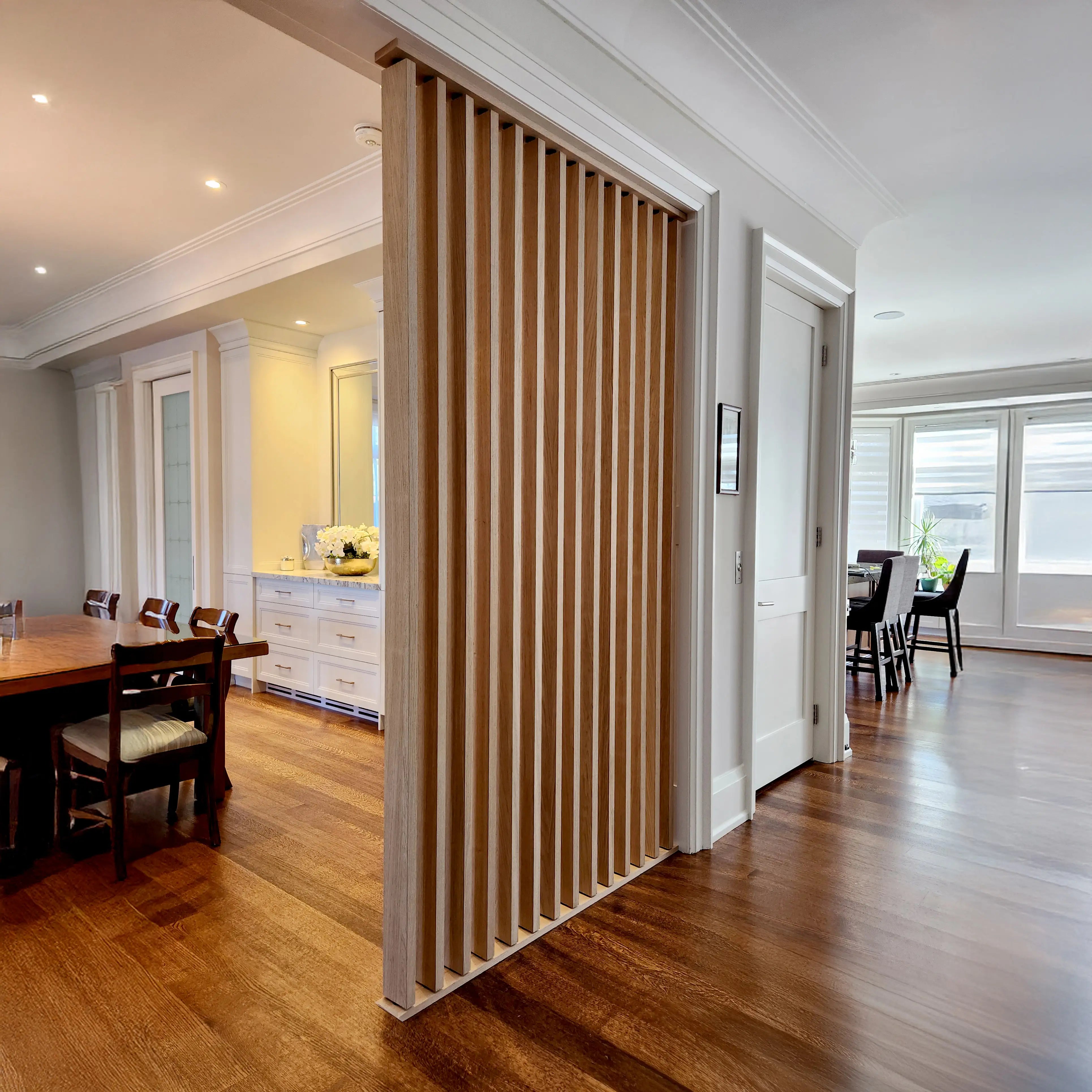 Aris Floor to Ceiling Rotating Wood Slat Dividers