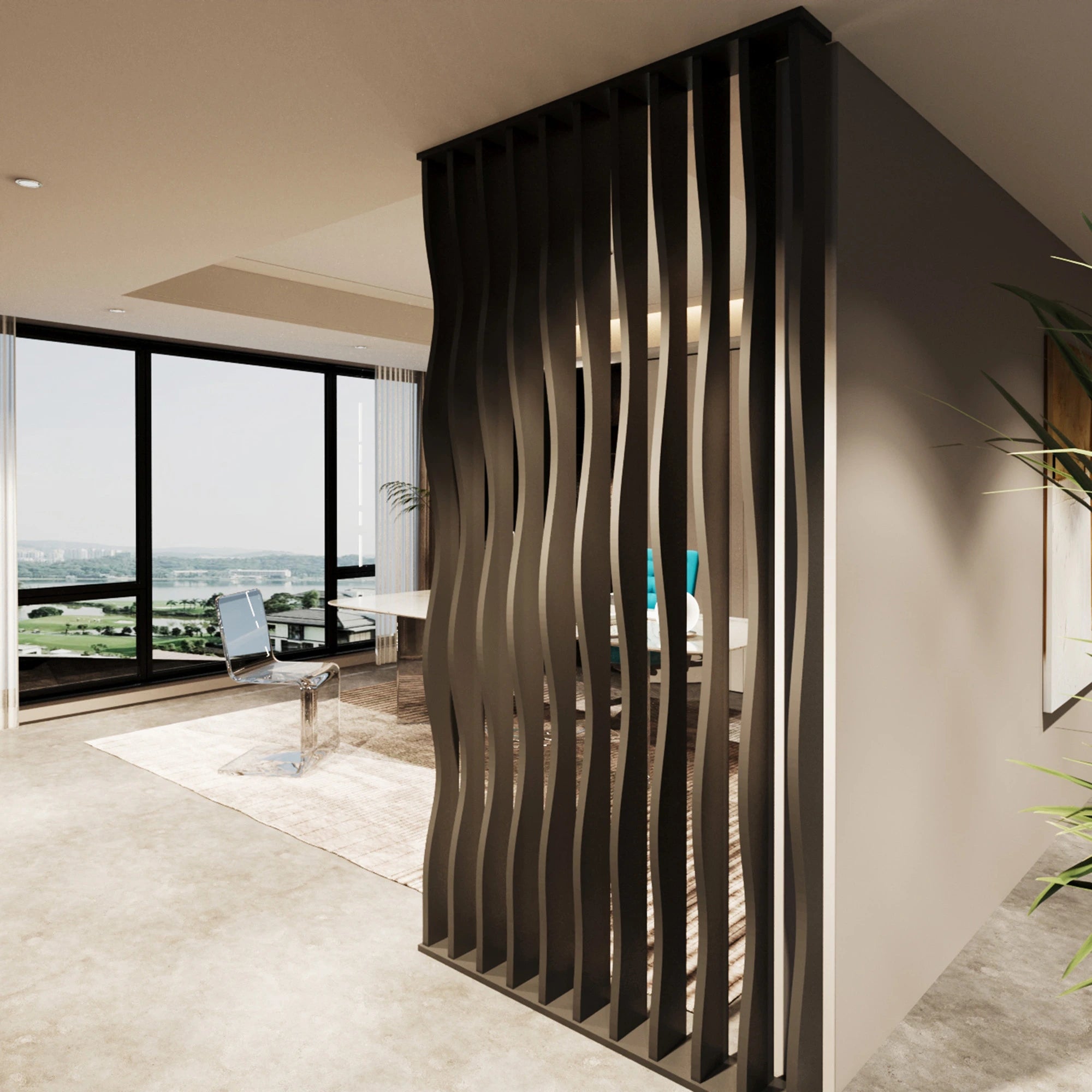 Wavy Slatted Parametric Partition  Room Dividers.