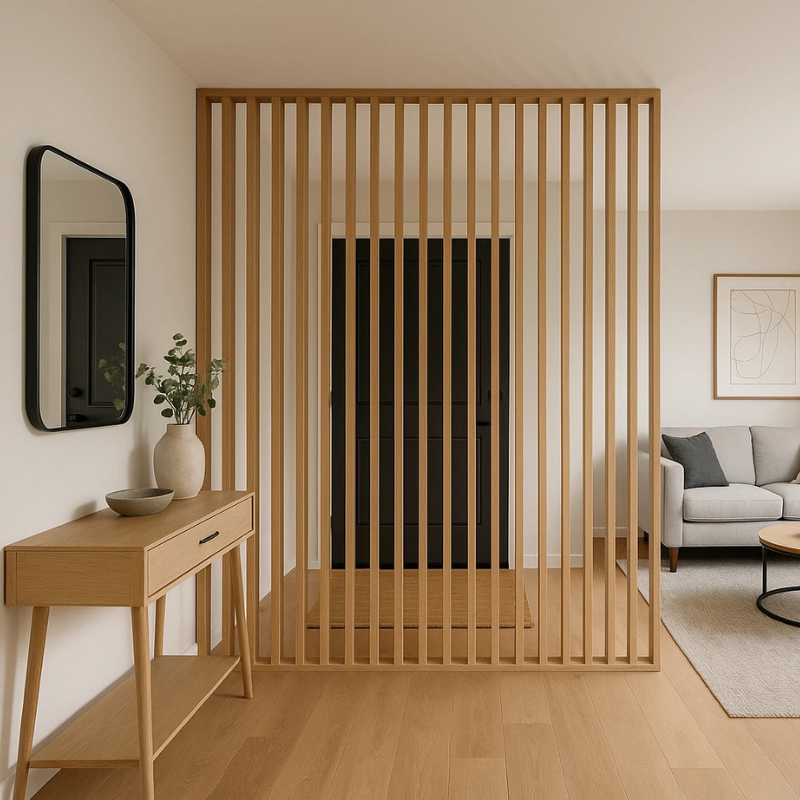 red oak wood slat divider rotating