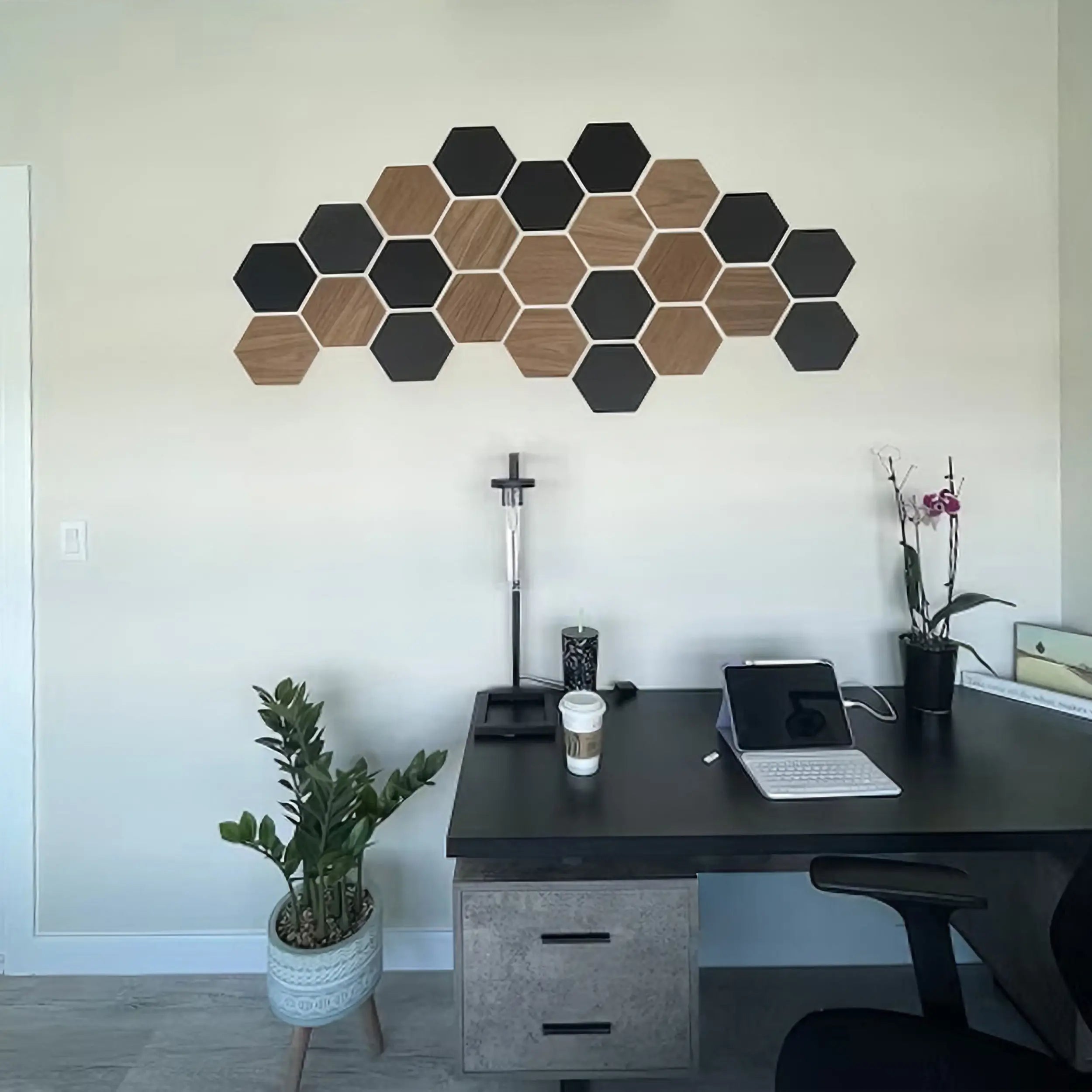 Panneaux muraux hexagonaux, carreaux 3D en nid d'abeille