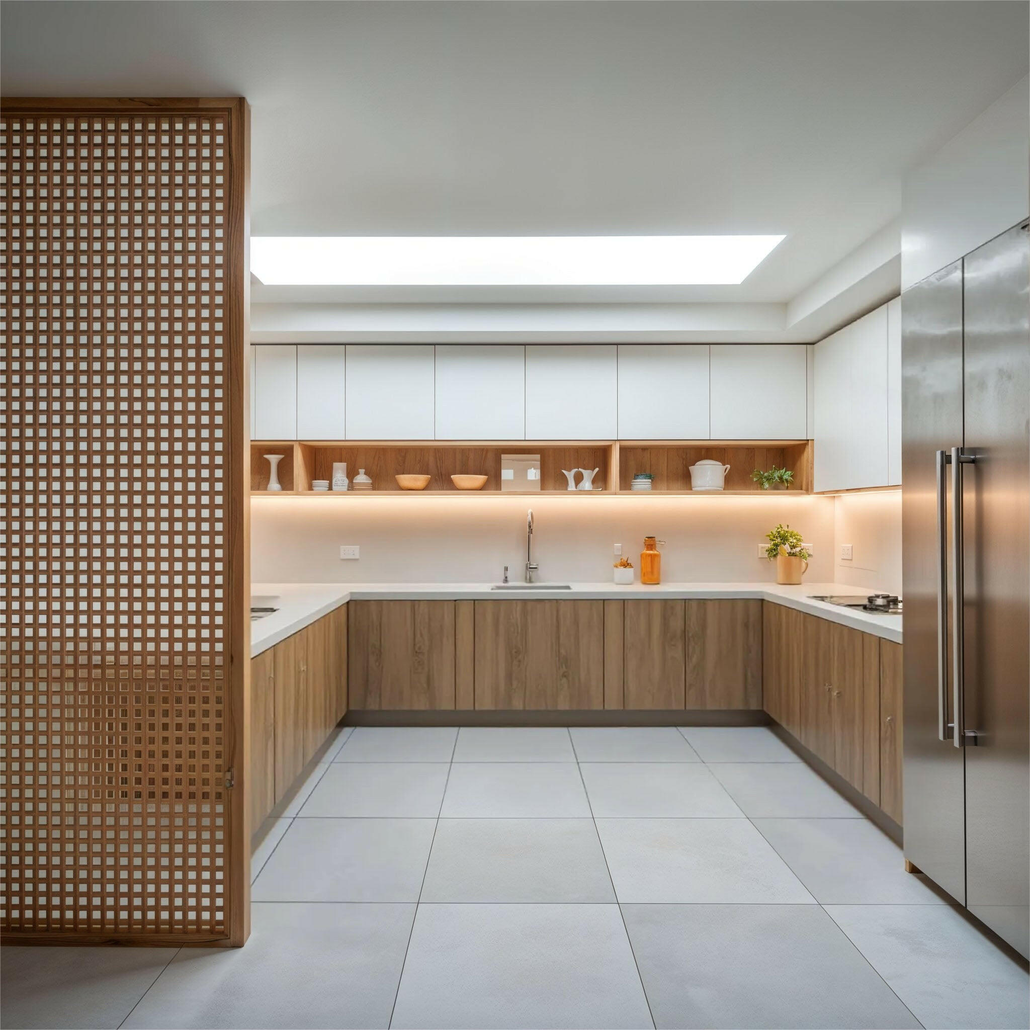 Customizable Lattice Slatted Partition Wall  Room Dividers.