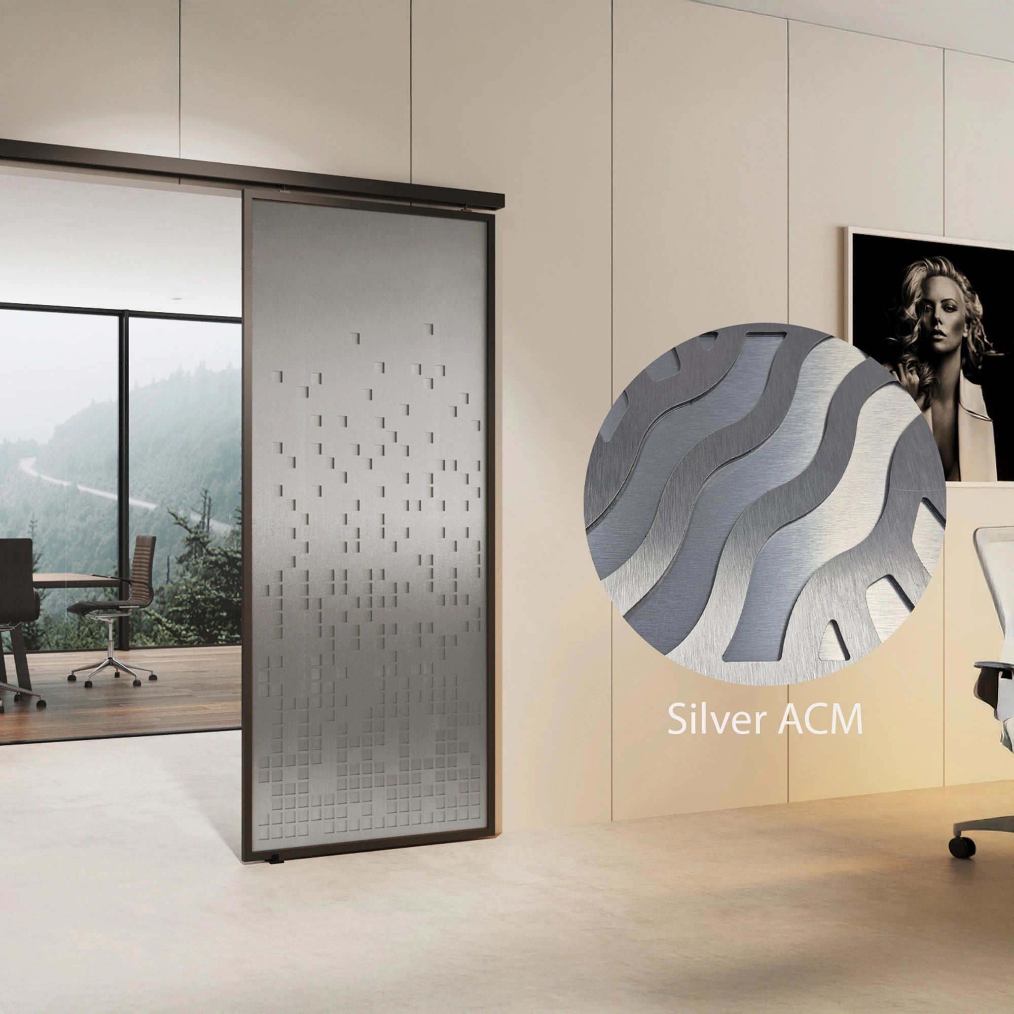 Sliding Barn Door with Decorative Overlay  Sliding Barn Door.