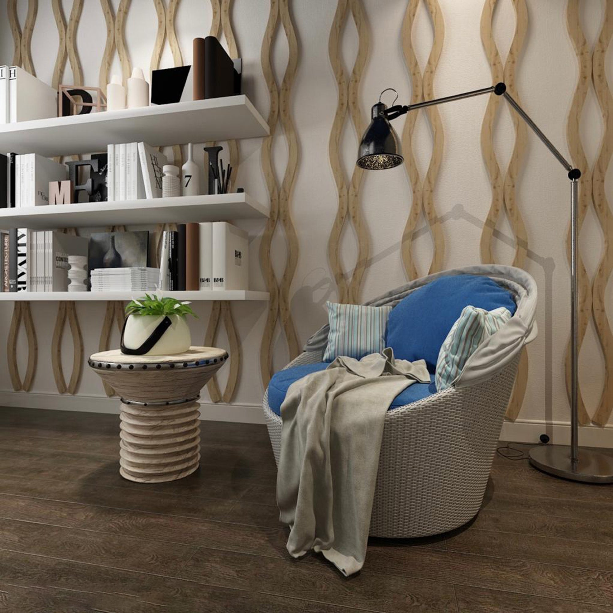 2023 لوحة الحائط الخشبية المنحنية الحديثة ، شريحة خشبية ثلاثية الأبعاد
