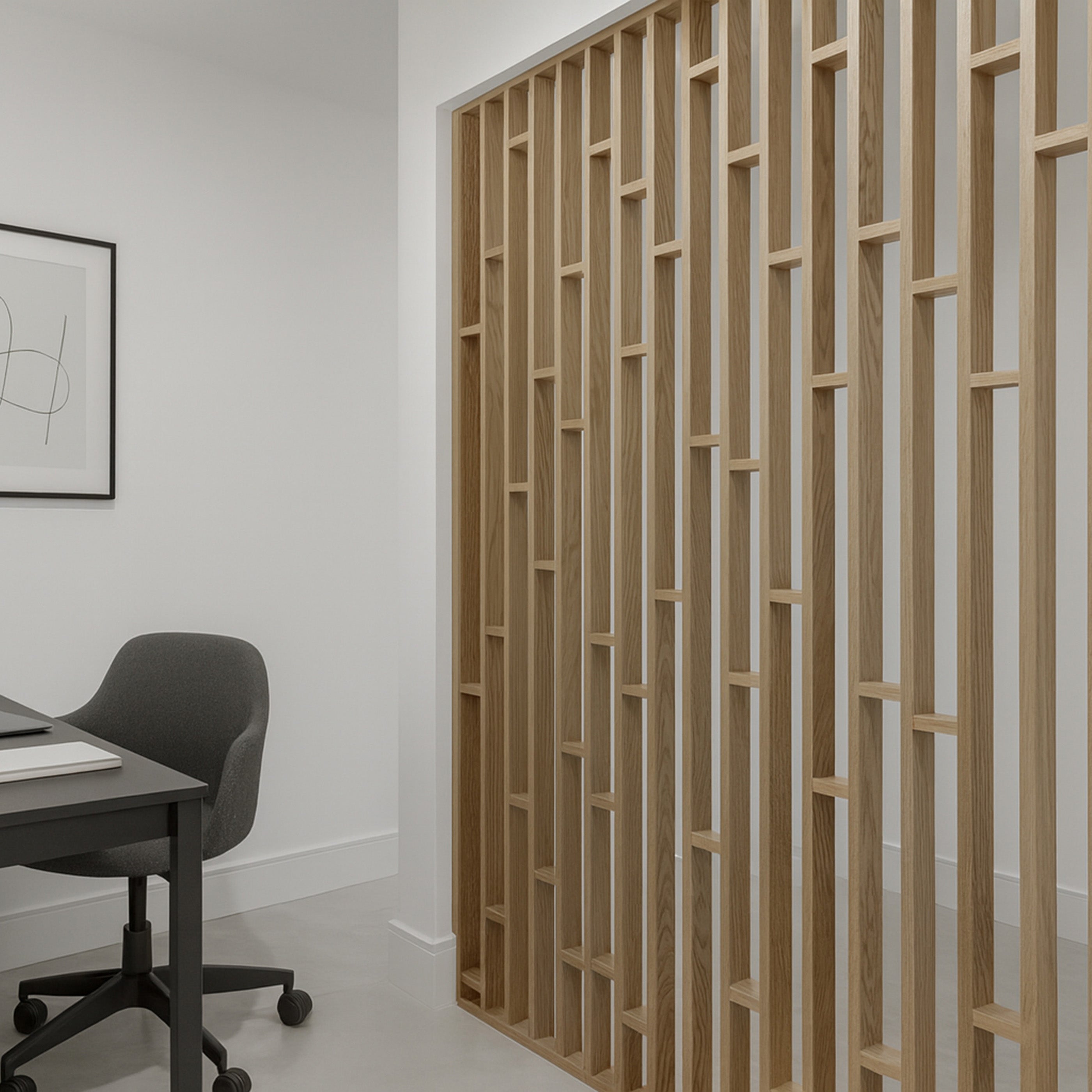 Divisores de listones de madera giratorios de piso a techo