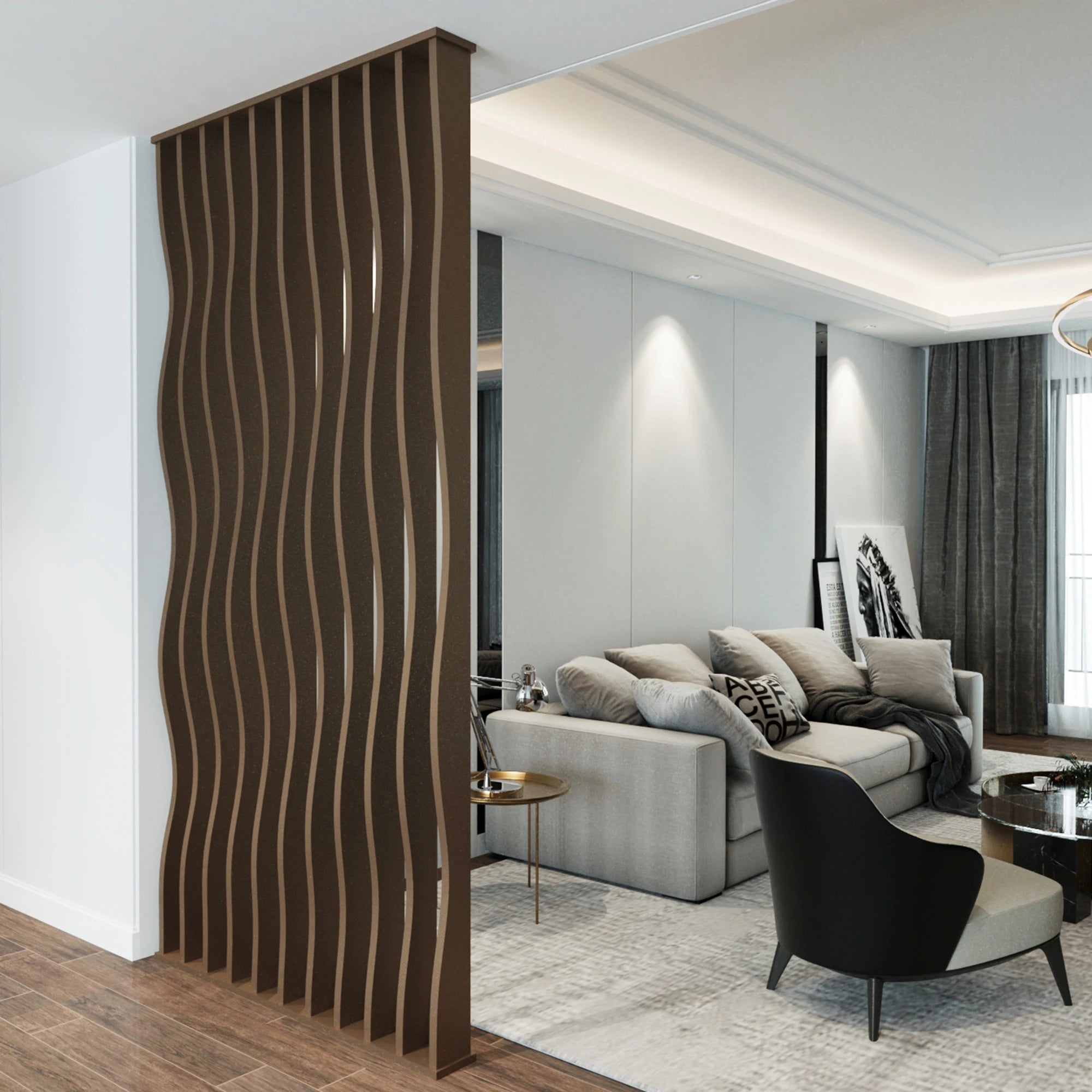 Wavy Slatted Parametric Partition  Room Dividers.