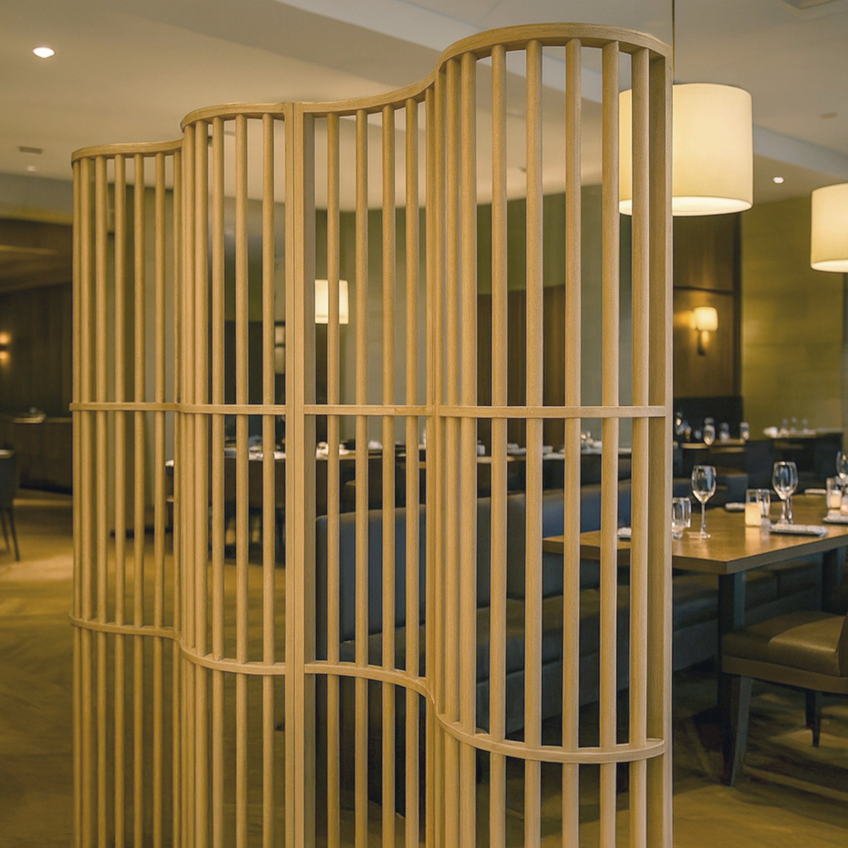 Modern Curved Slat Room Divider
