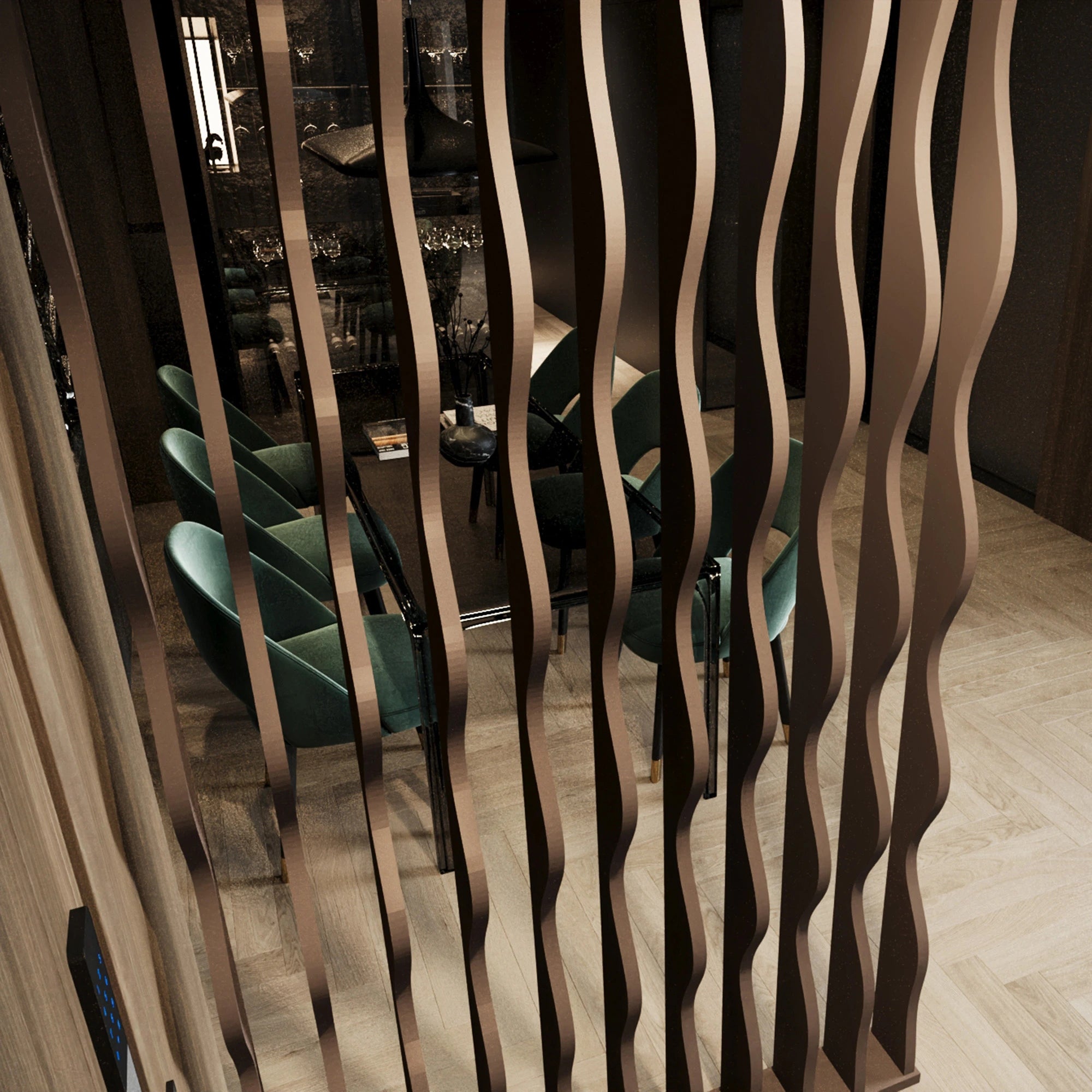Wavy Slatted Parametric Partition  Room Dividers.