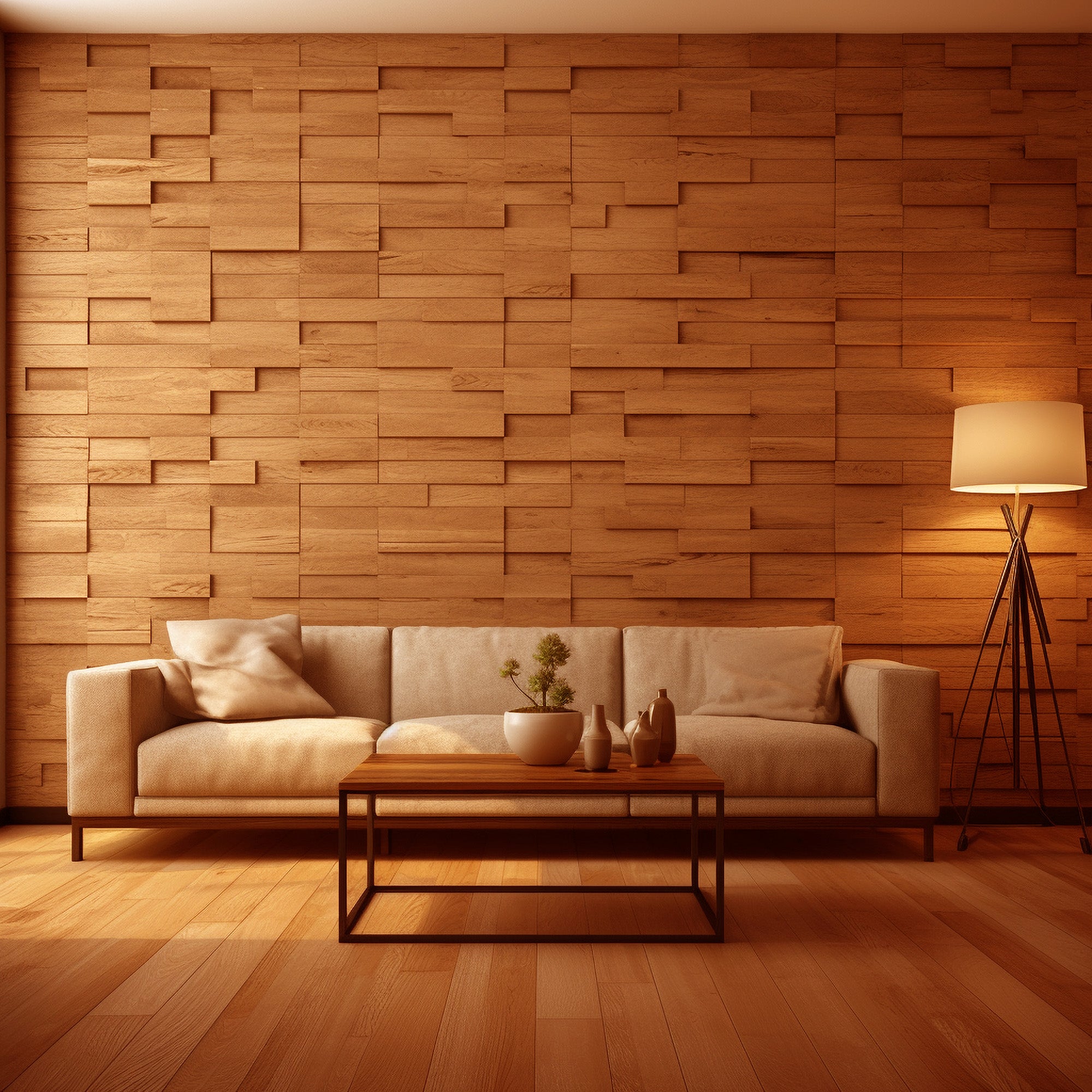 Artistic 3D Brick Wooden Wall Tiles: Natural  Solid Wood 3D Tiles  3D Wall Panel.