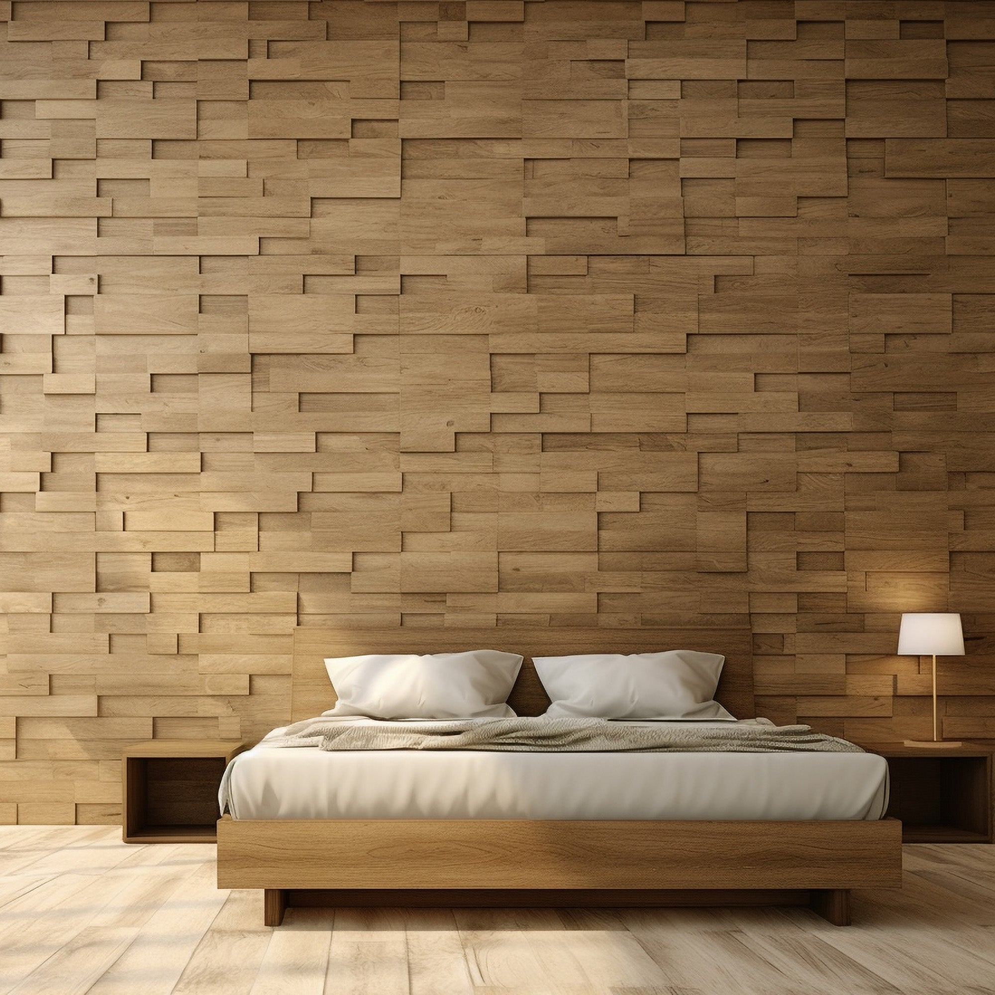 Artistic 3D Brick Wooden Wall Tiles: Natural  Solid Wood 3D Tiles  3D Wall Panel.