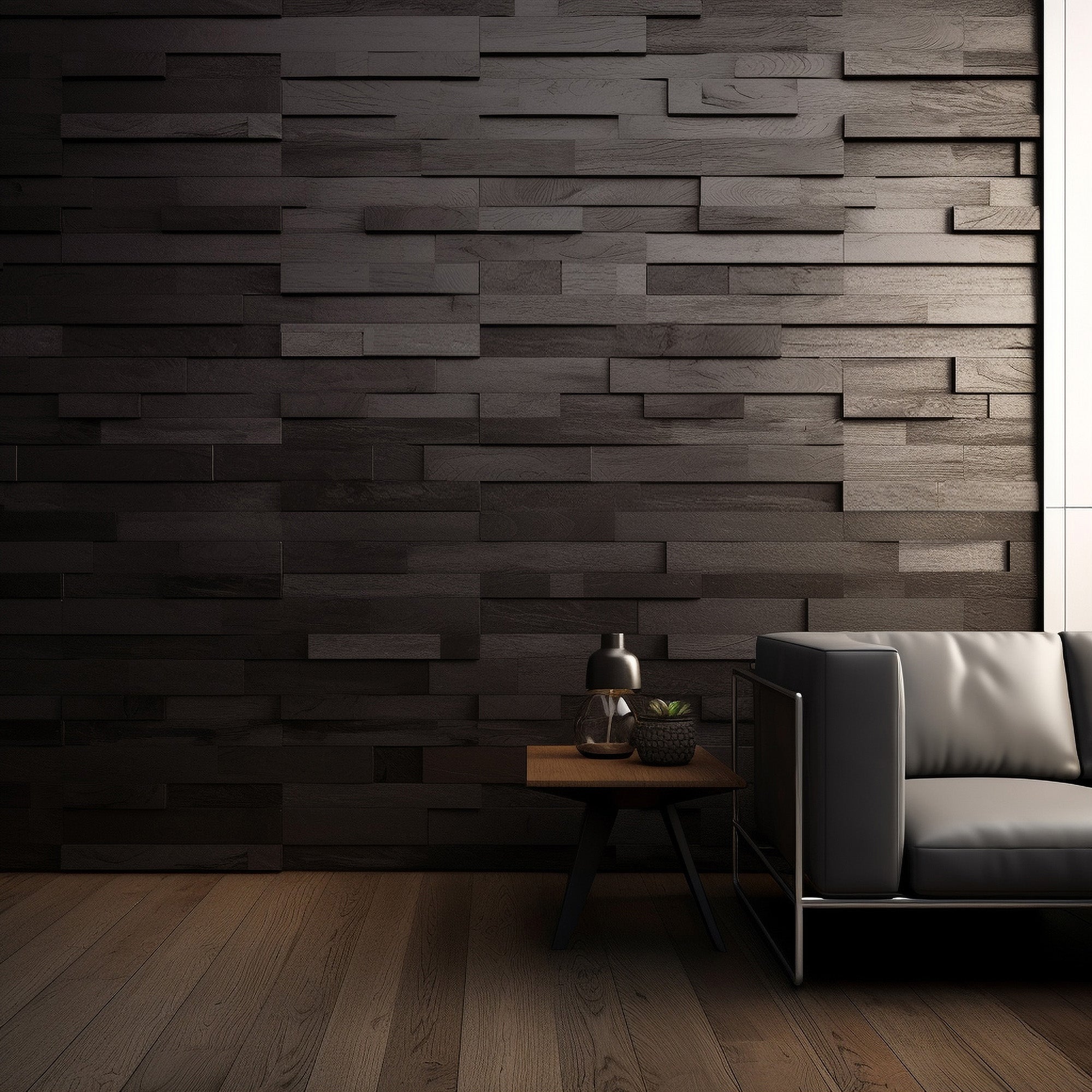 Artistic 3D Brick Wooden Wall Tiles: Natural  Solid Wood 3D Tiles  3D Wall Panel.