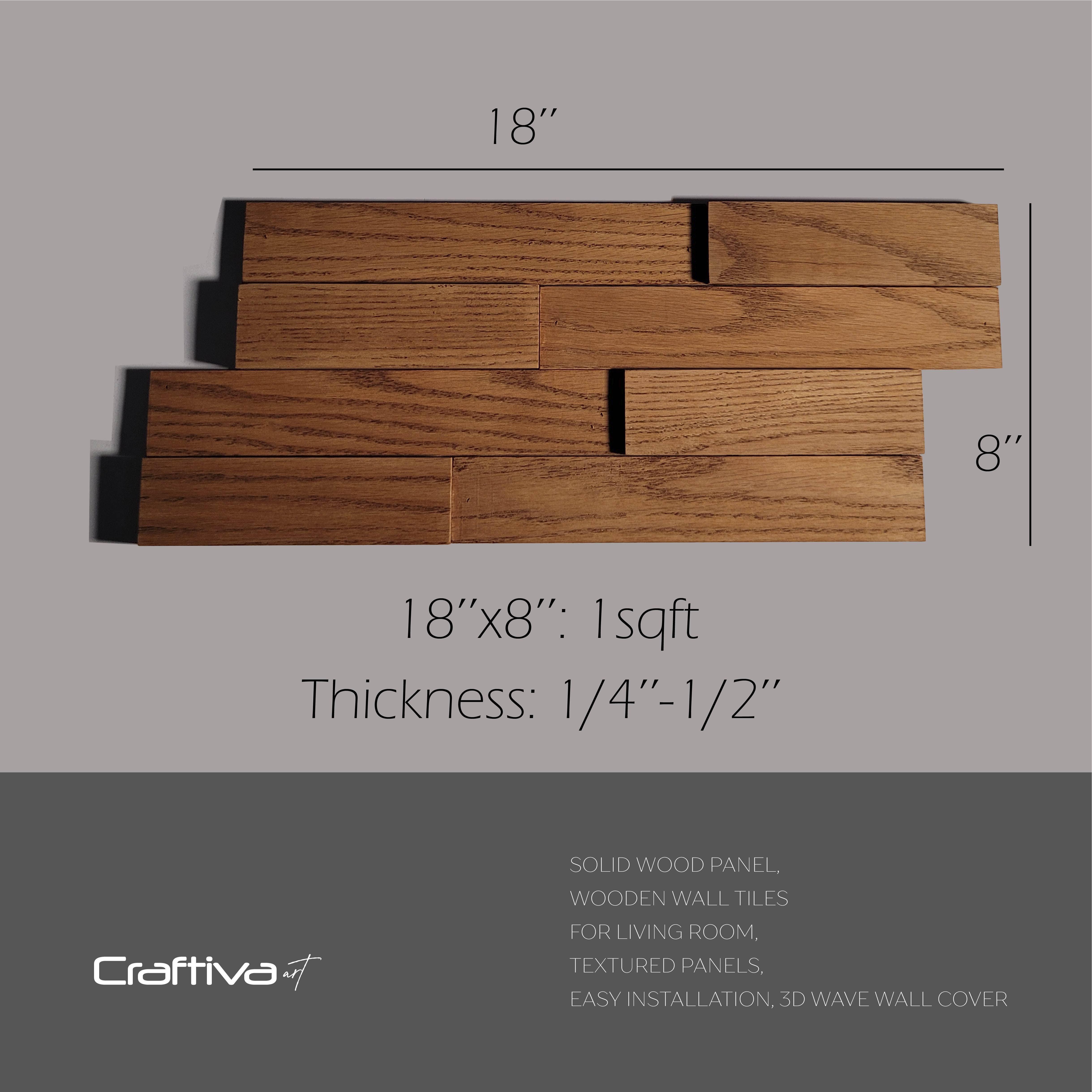 Artistic 3D Brick Wooden Wall Tiles: Natural  Solid Wood 3D Tiles  3D Wall Panel.
