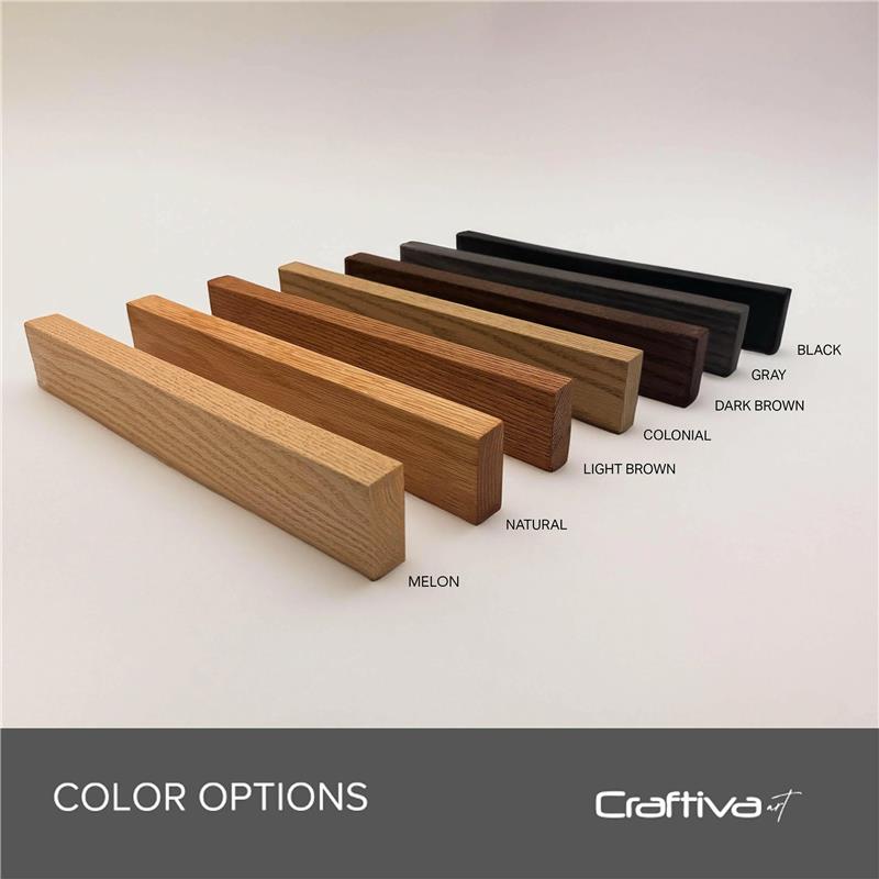 Wooden strips in various colors with labels on a white background, featuring the Craftiva brand.
