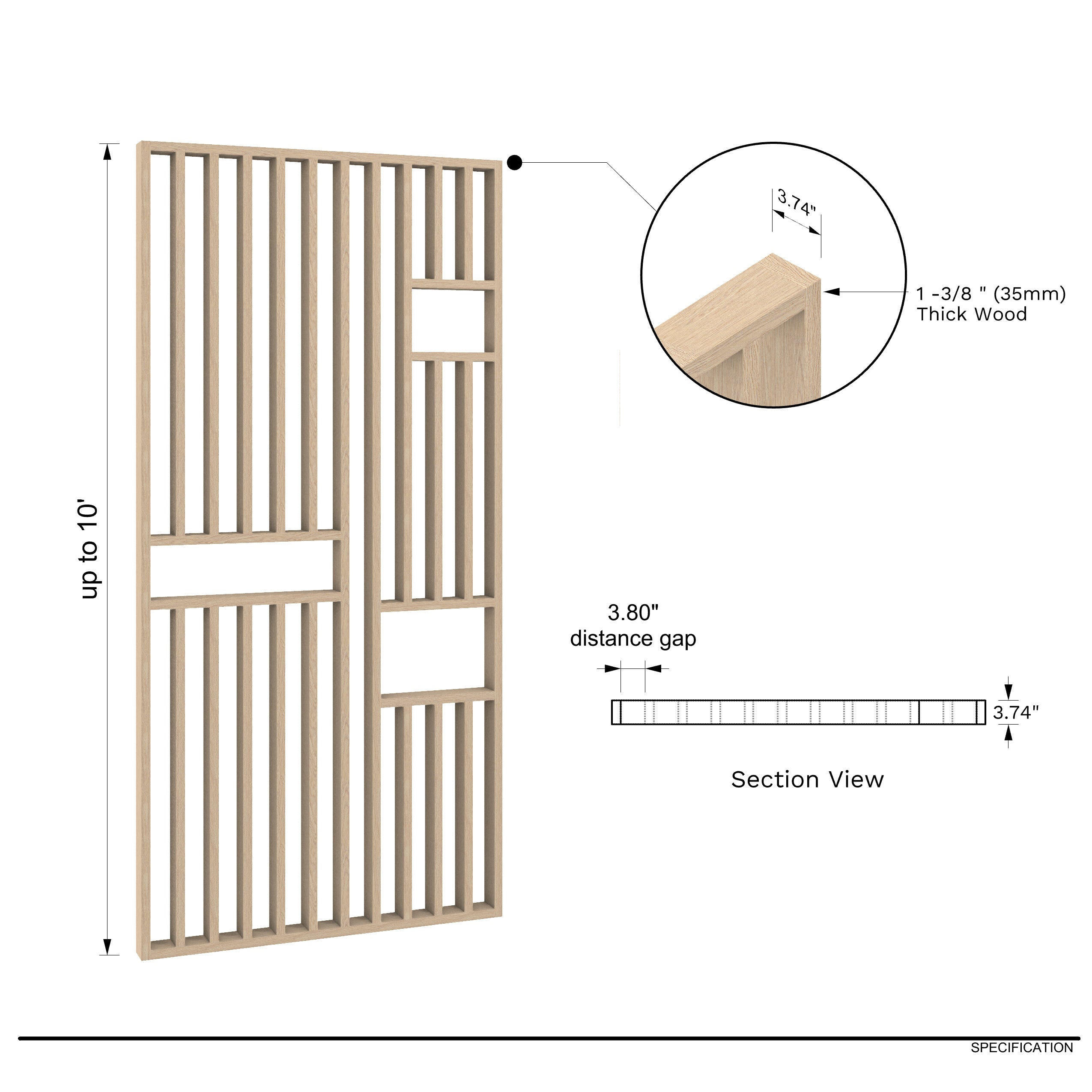 Doxa Wall Slat Divider with Shelves