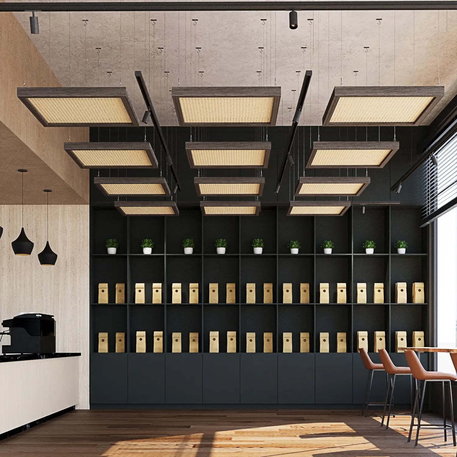 Rectangular Drop Panel Rattan Drop Ceiling Panels | Solid Wood Frame Design – CraftivaArt