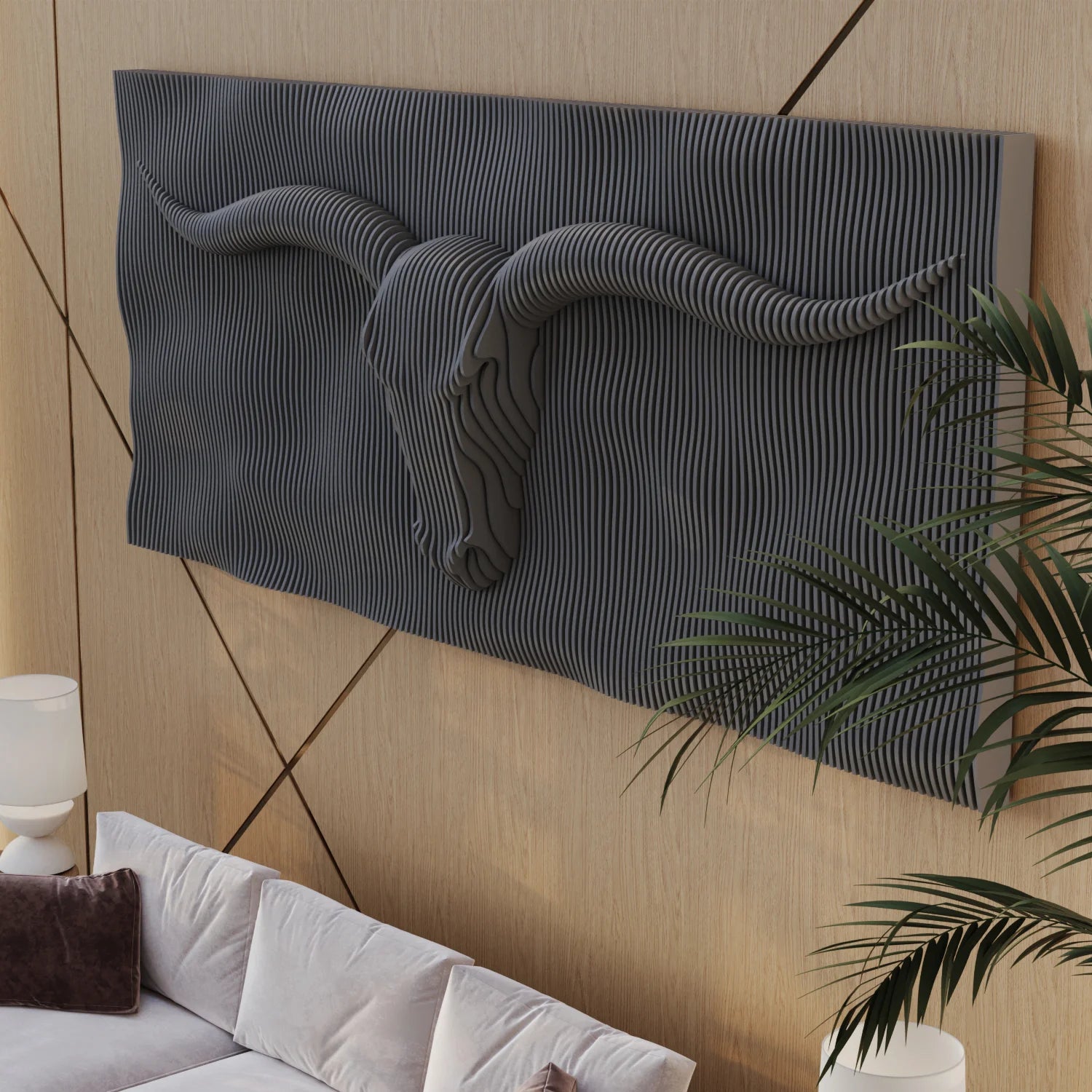 Bull Head 3D Parametric Wall Sculpture