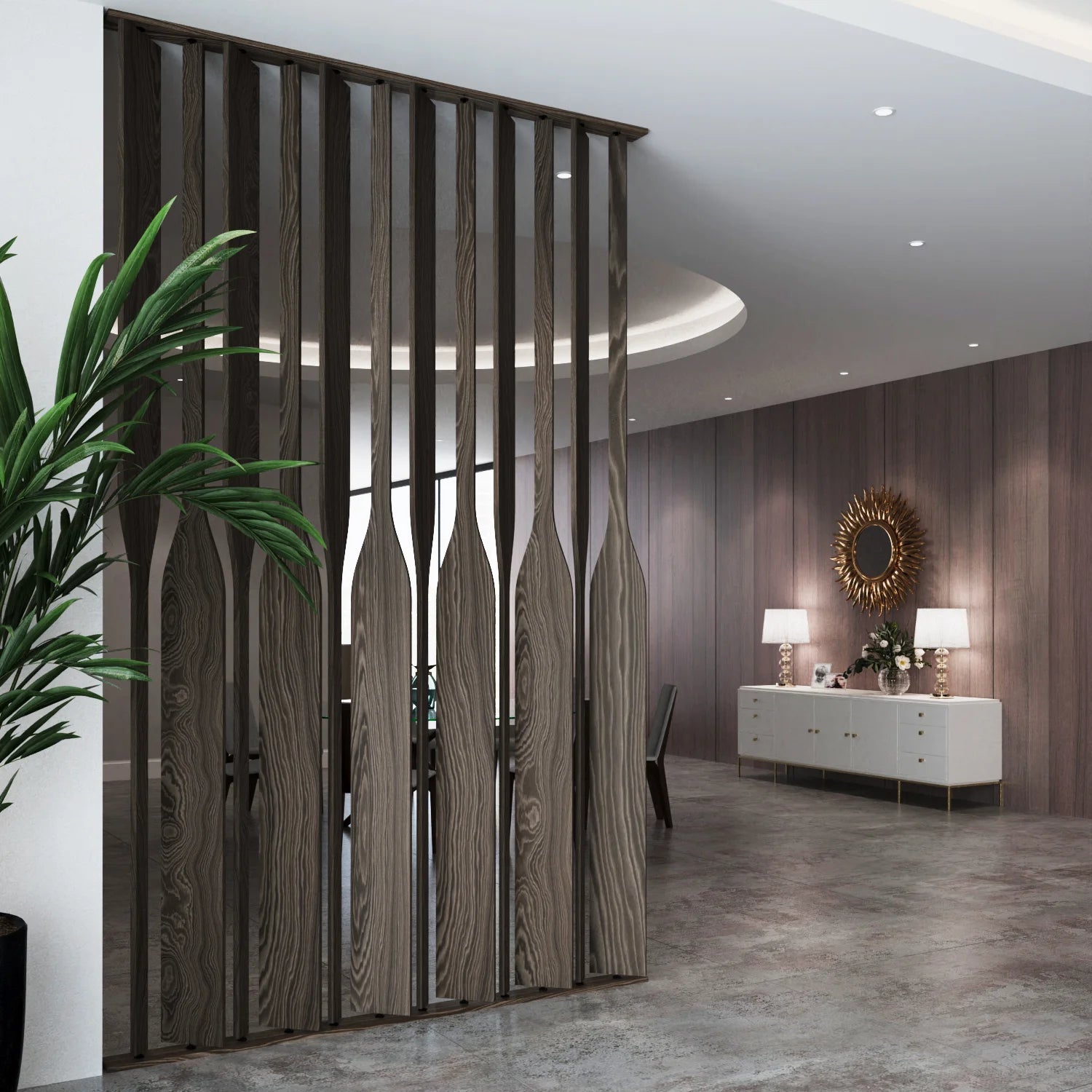 Nilos Rotating Wood Slat Partition with Base