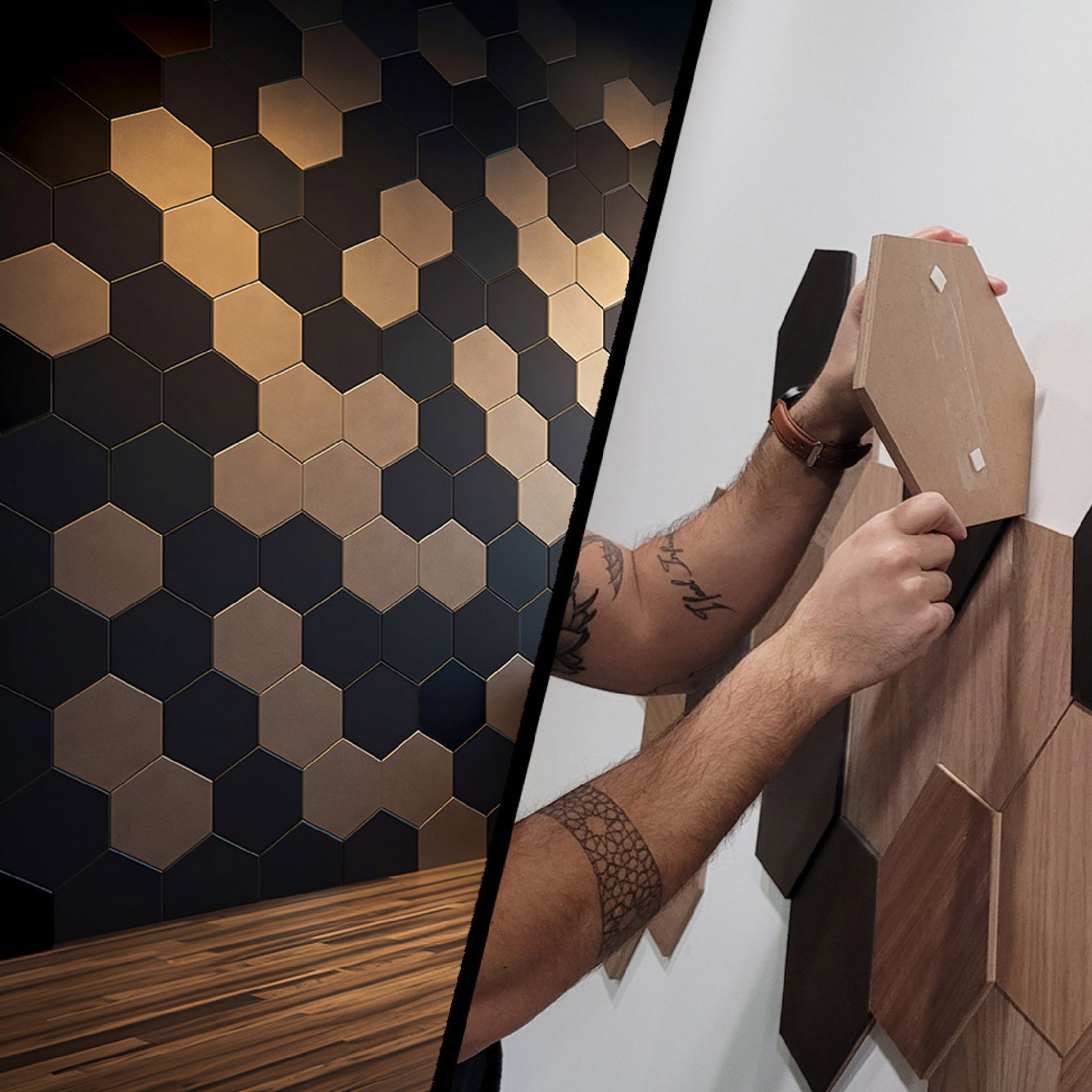 Hexagon Panel, DIY: Honeycomb, Honeycomb Wall Panel, Honeycomb wood wall, Honeycomb Decorative wall, Hexagon wall Art, Wooden Hexagon, Hexagon signs, Hexagon wood wall tiles, Hexagon multiple thickness, Geometric hexagonal cube, Three-dimensional hexagon, 3D Hexagon, Hexagon in 3D.