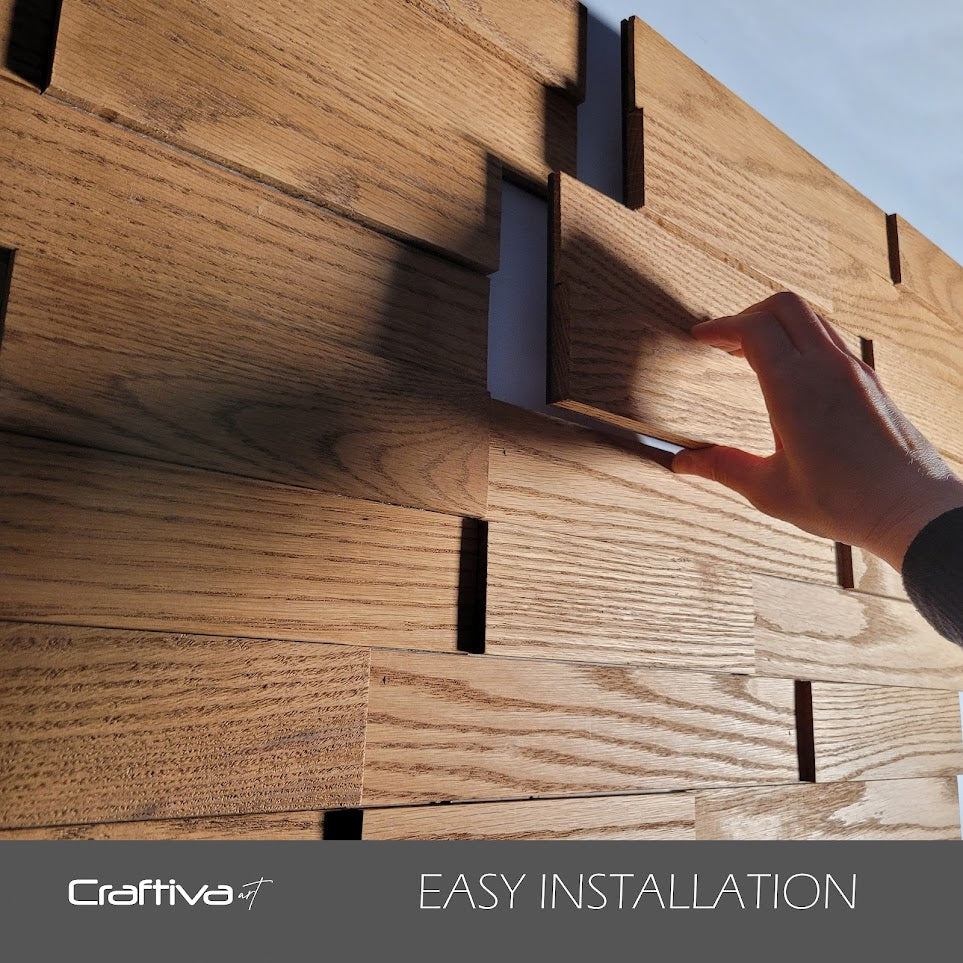 Artistic 3D Brick Wooden Wall Tiles: Natural  Solid Wood 3D Tiles  3D Wall Panel.