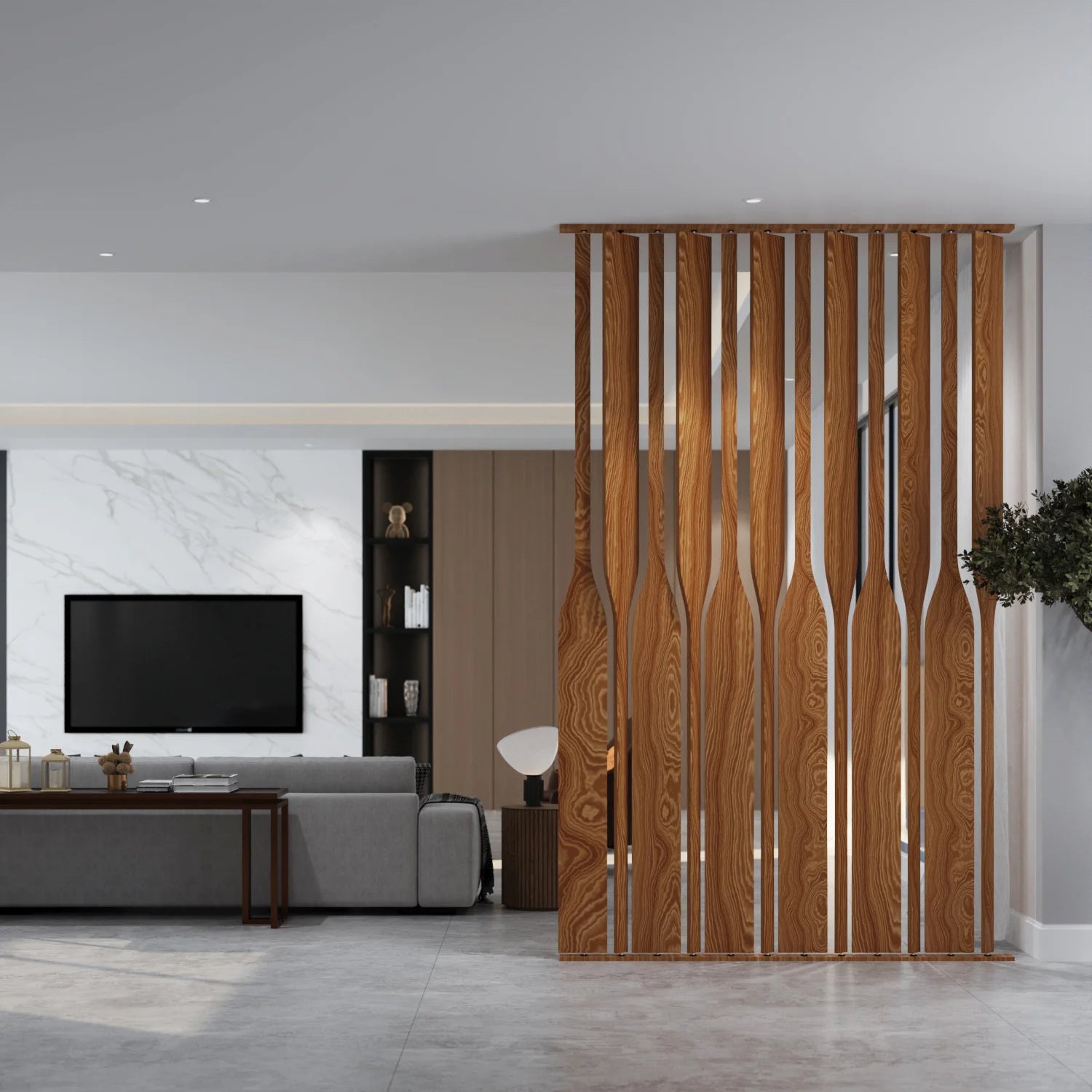 Nilos Rotating Wood Slat Partition with Base