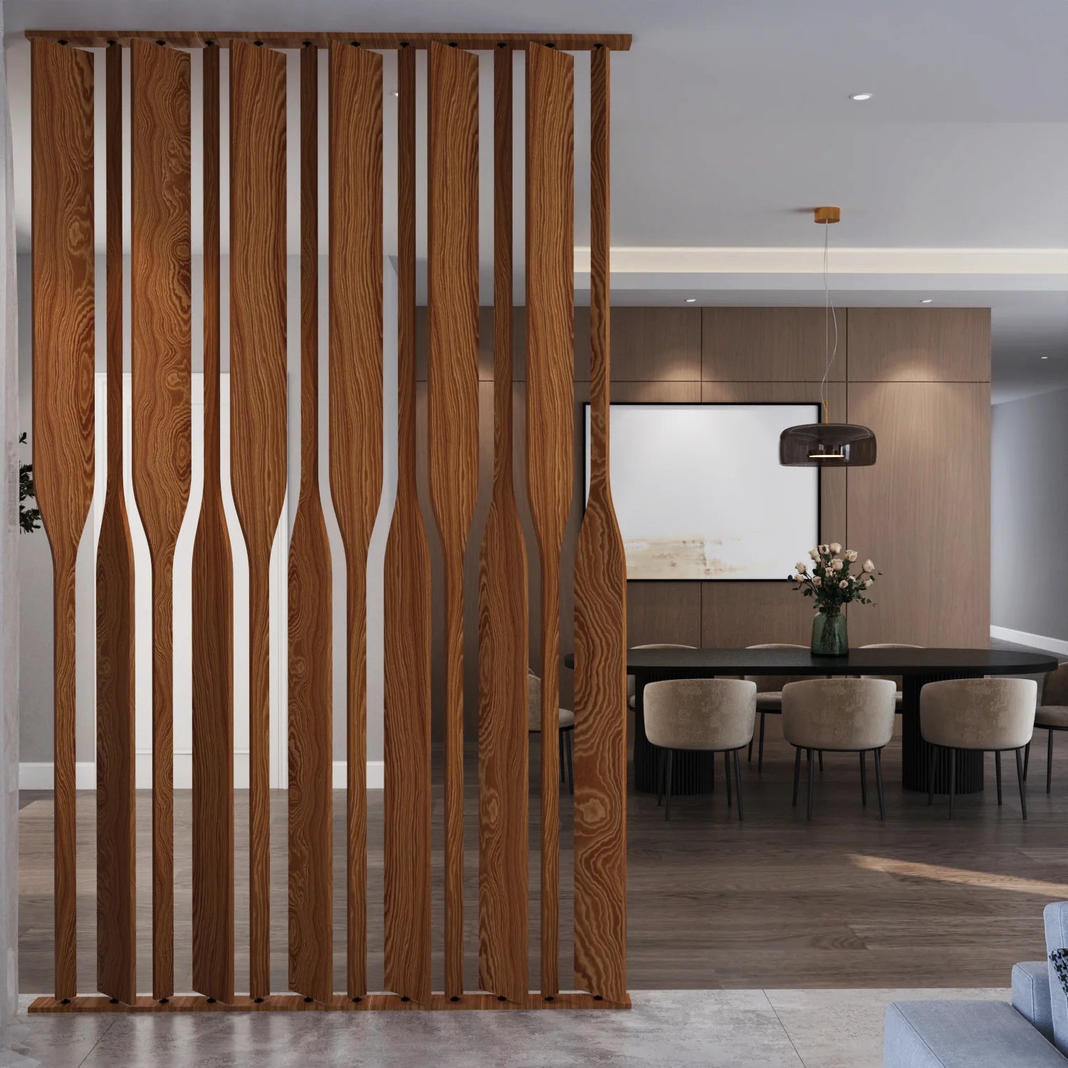 Nilos Rotating Wood Slat Partition with Base