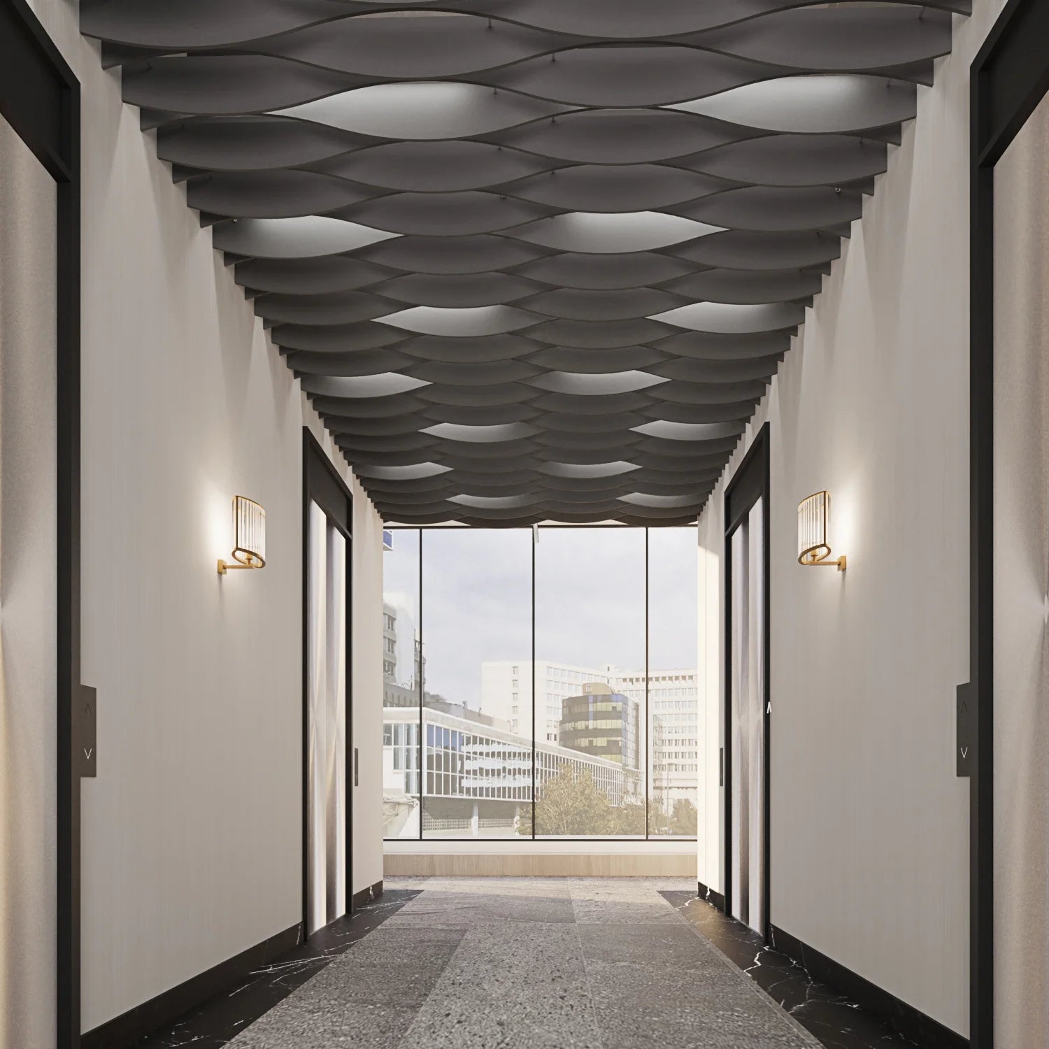 Wave Ceiling Pattern Custom Parametric Wave Ceiling Panels for Modern Interior Design ...