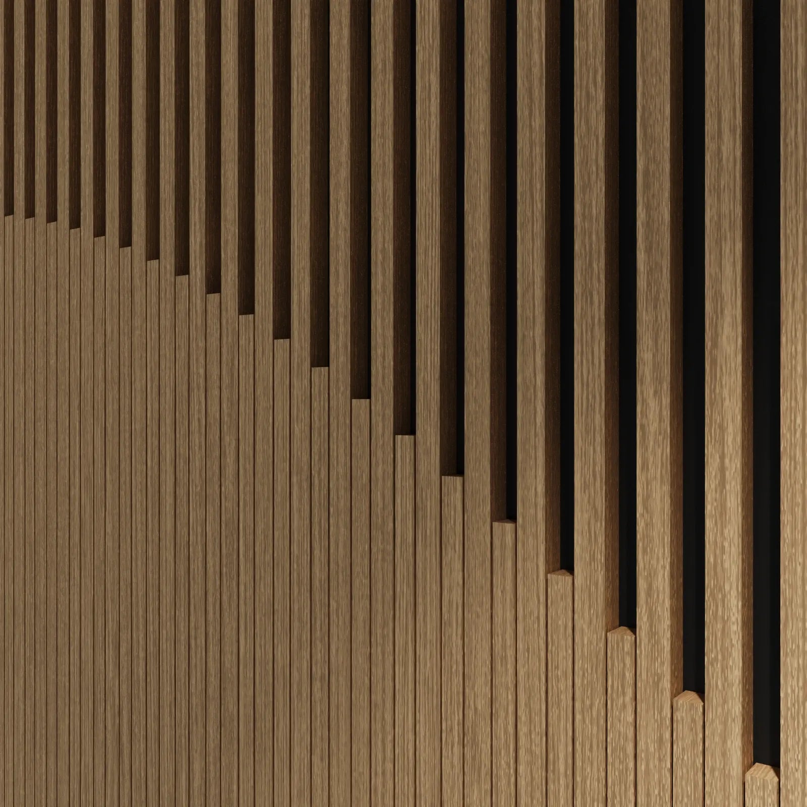 Wooden panel with horizontal slats