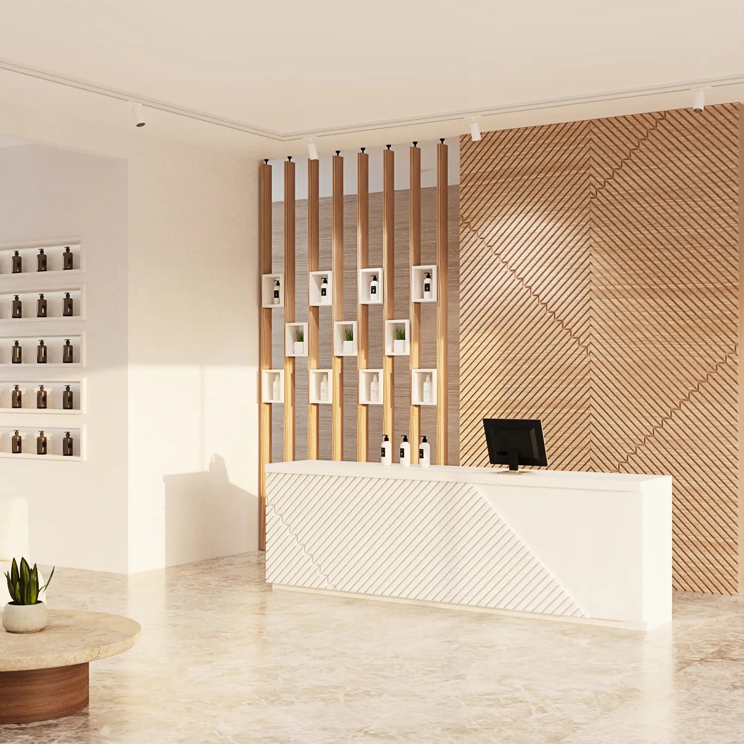 Forma Wall Slat Divider with Insert Shelves