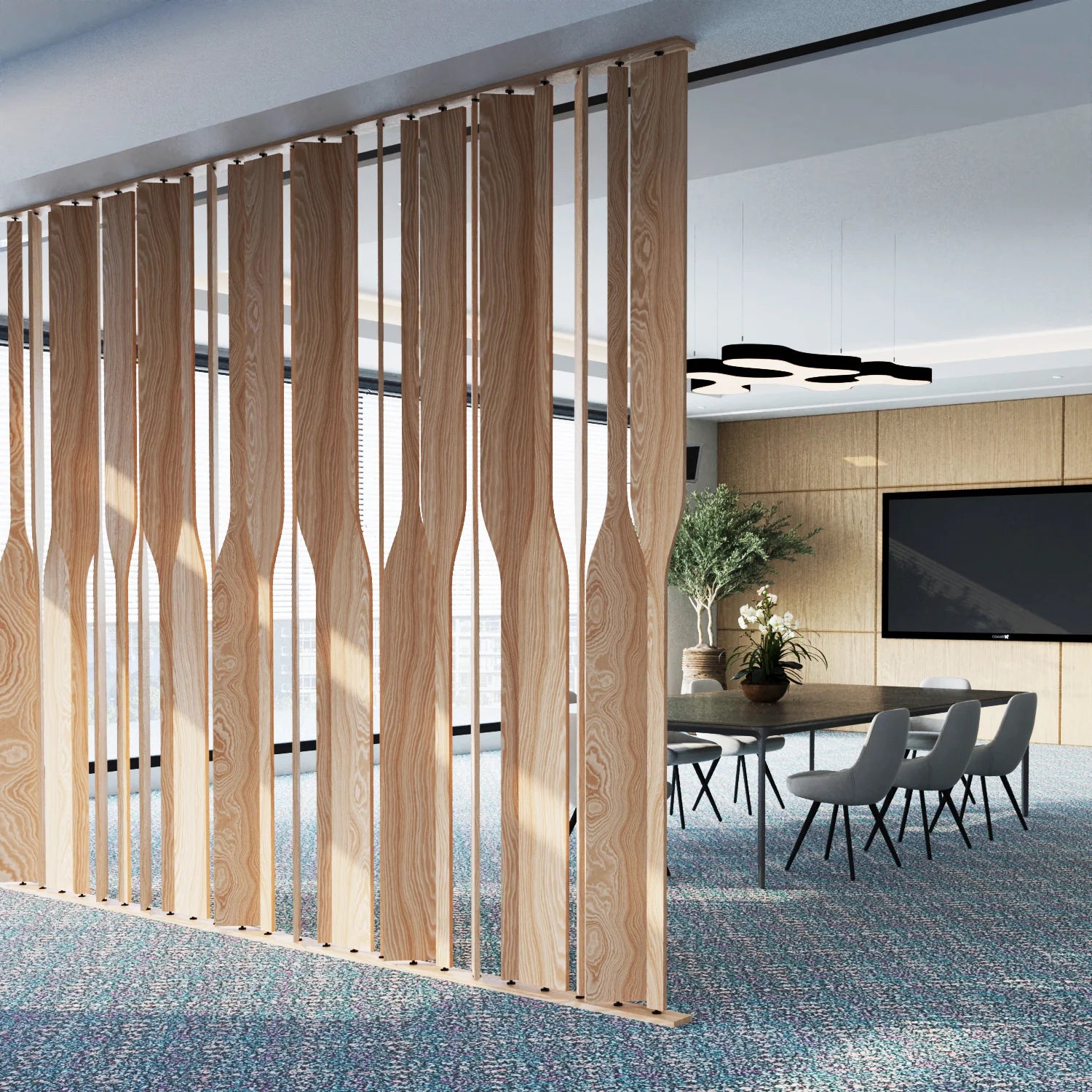 Nilos Rotating Wood Slat Partition with Base
