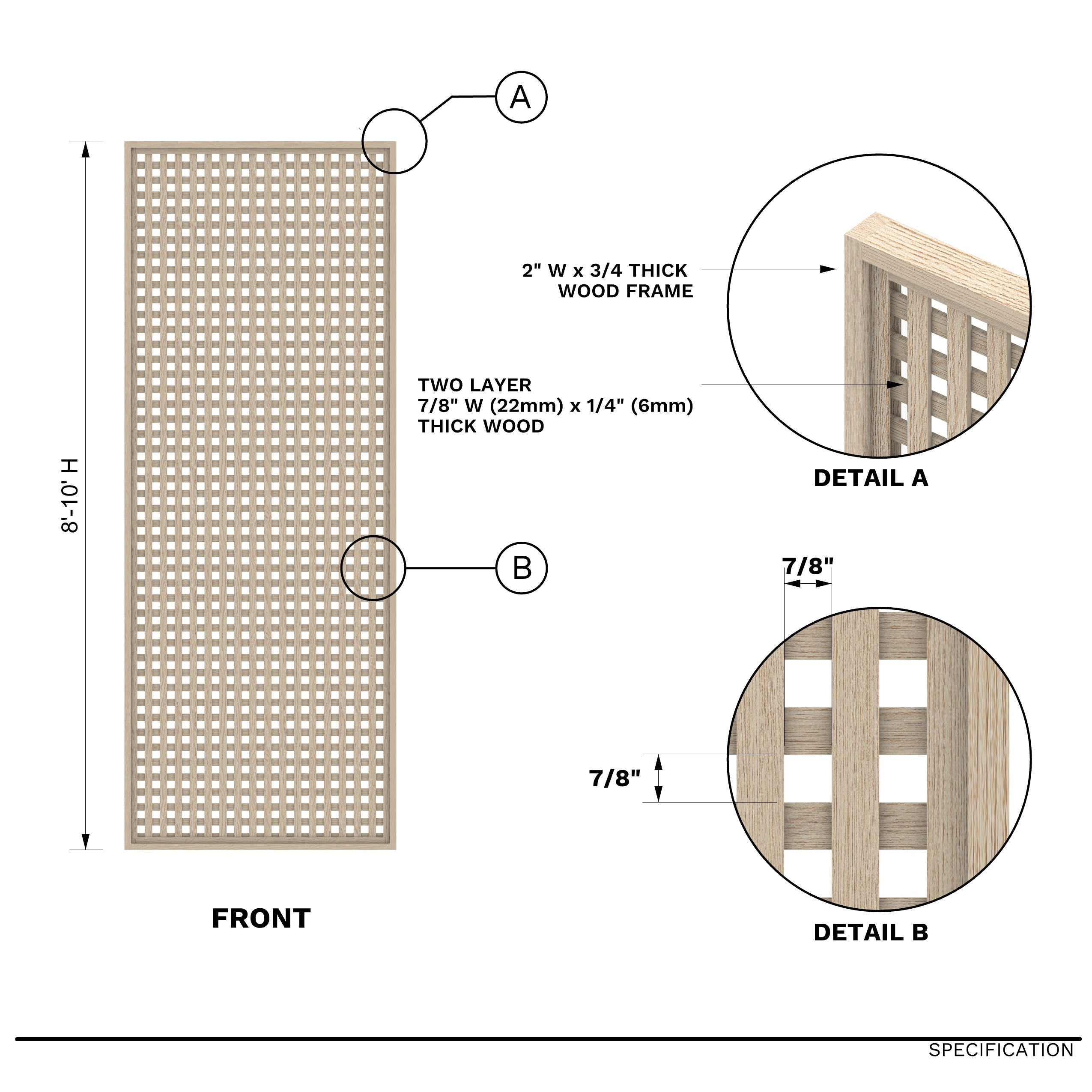 Nysa Custom Lattice Slatted Partition Wall