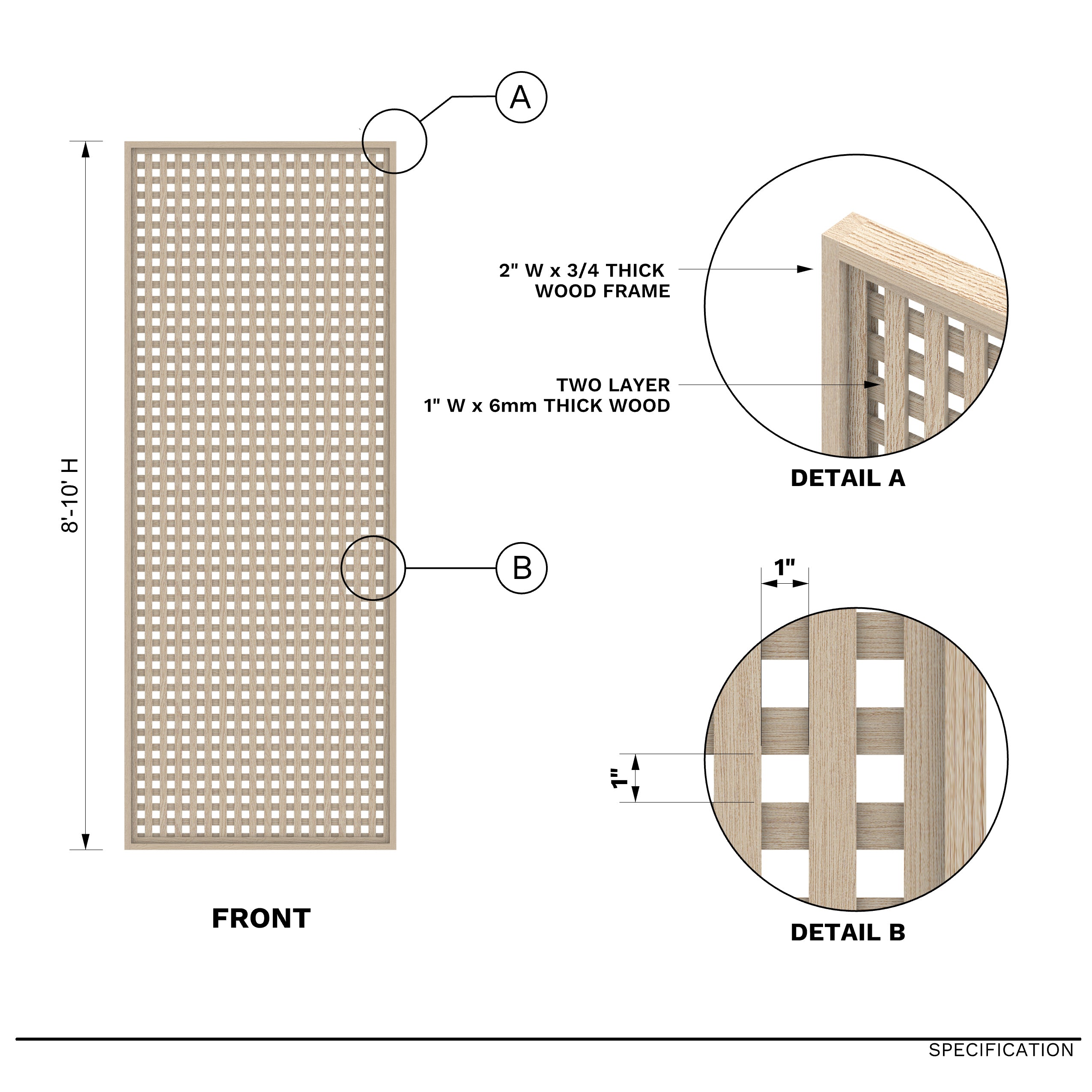 Nysa Custom Lattice Slatted Partition Wall