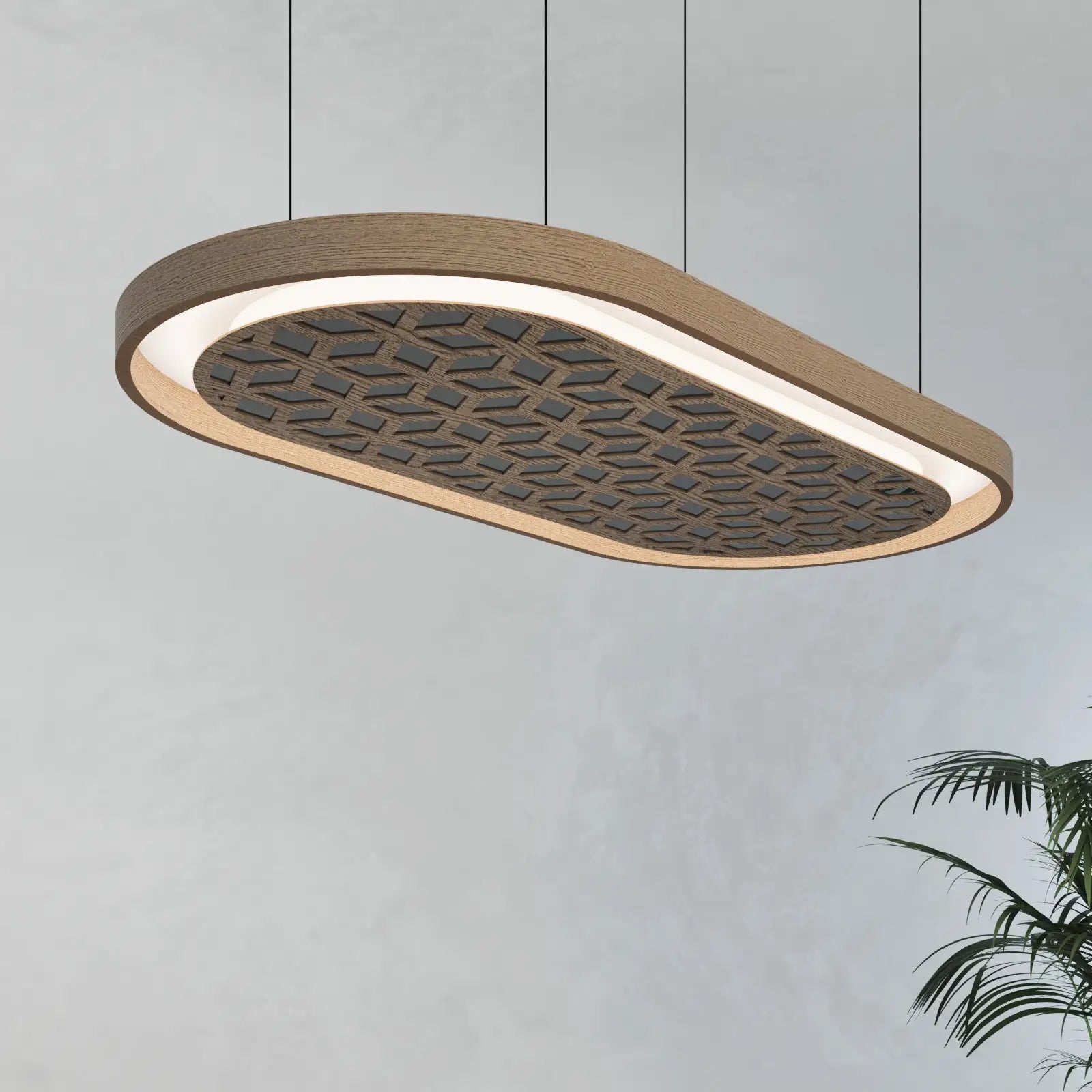 Modern LED Ceiling Panel – Circular & Oval CNC Wood Design – CraftivaArt
