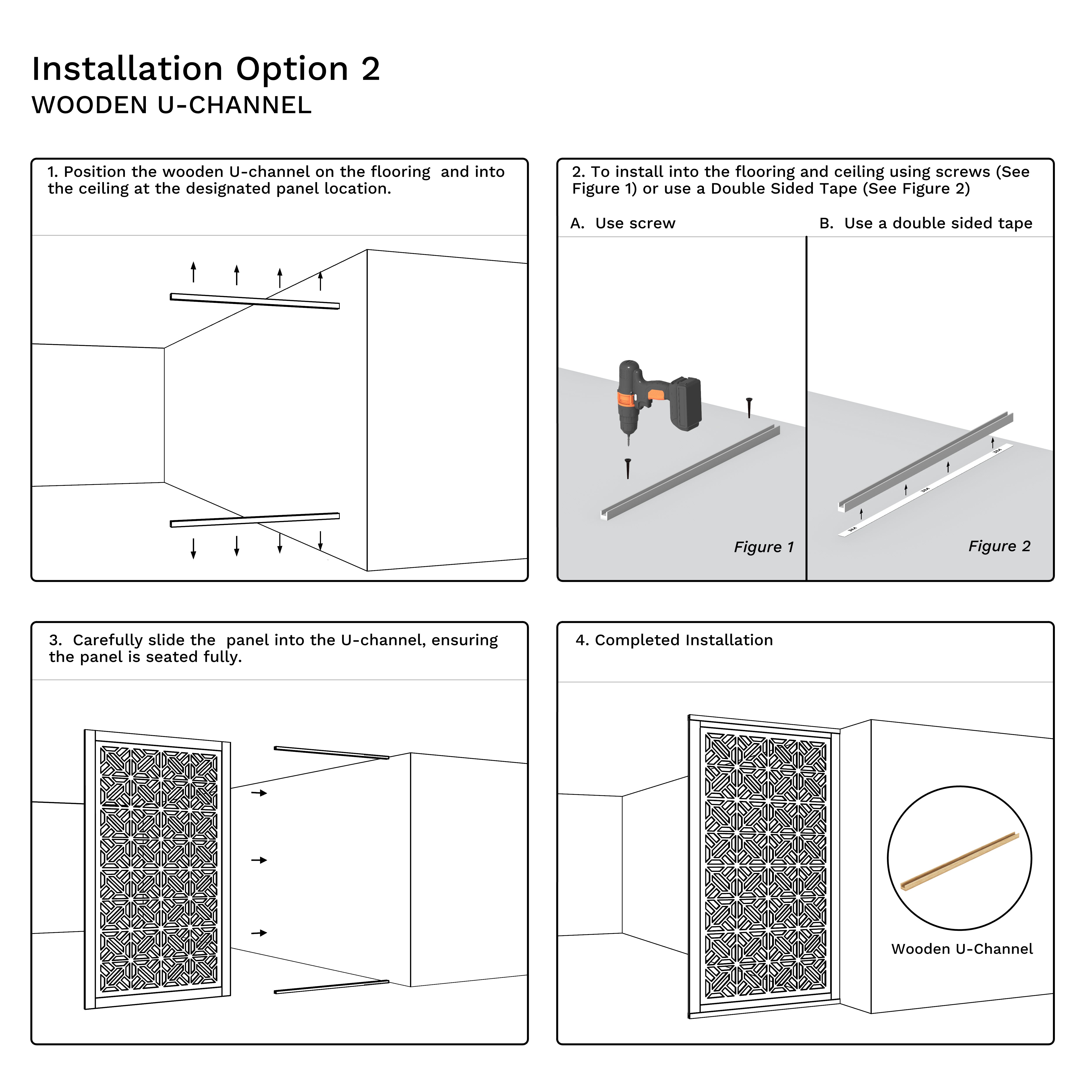 Wooden u-Channels Brackets (x2 per panel)