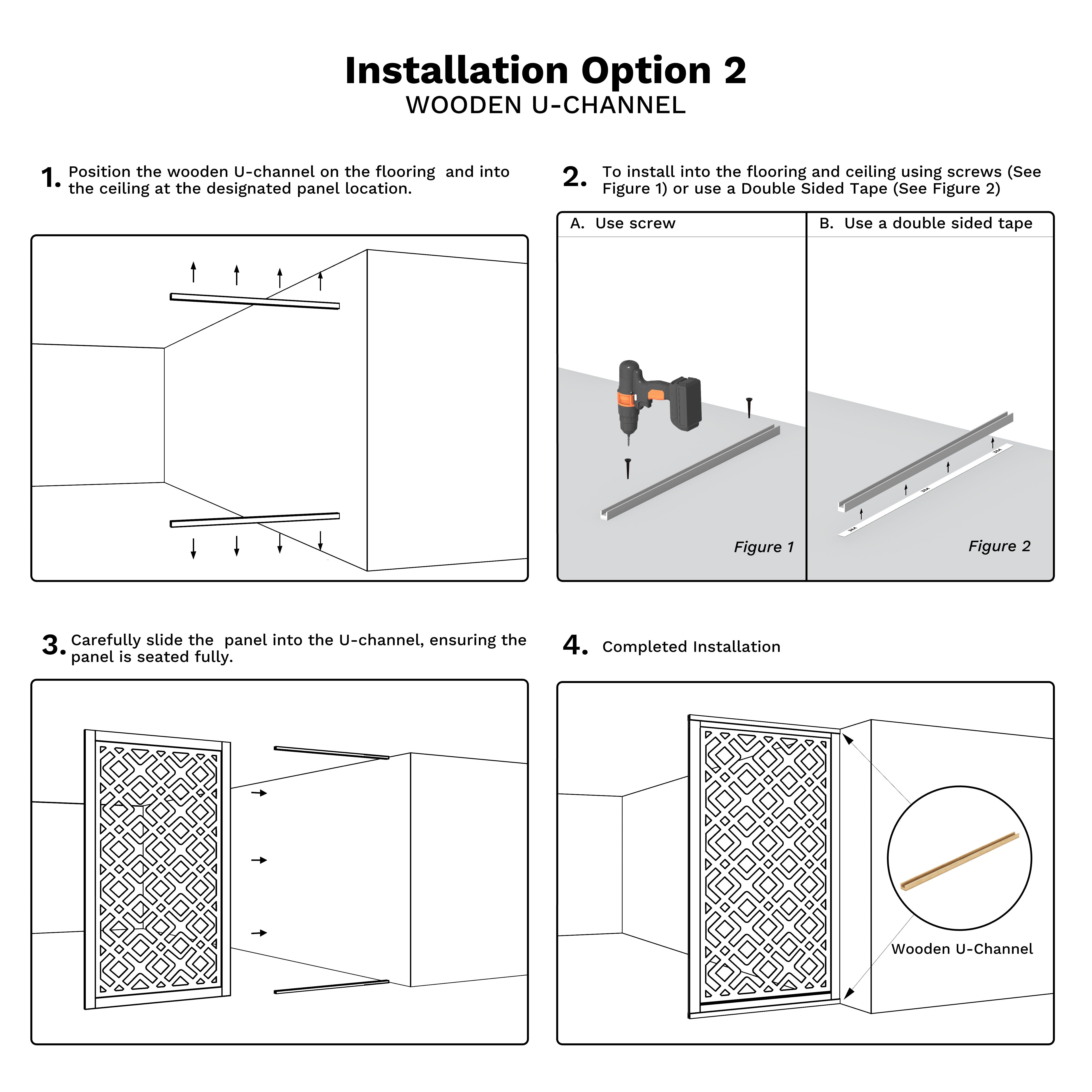 Wooden u-Channels Brackets (x2 per panel)