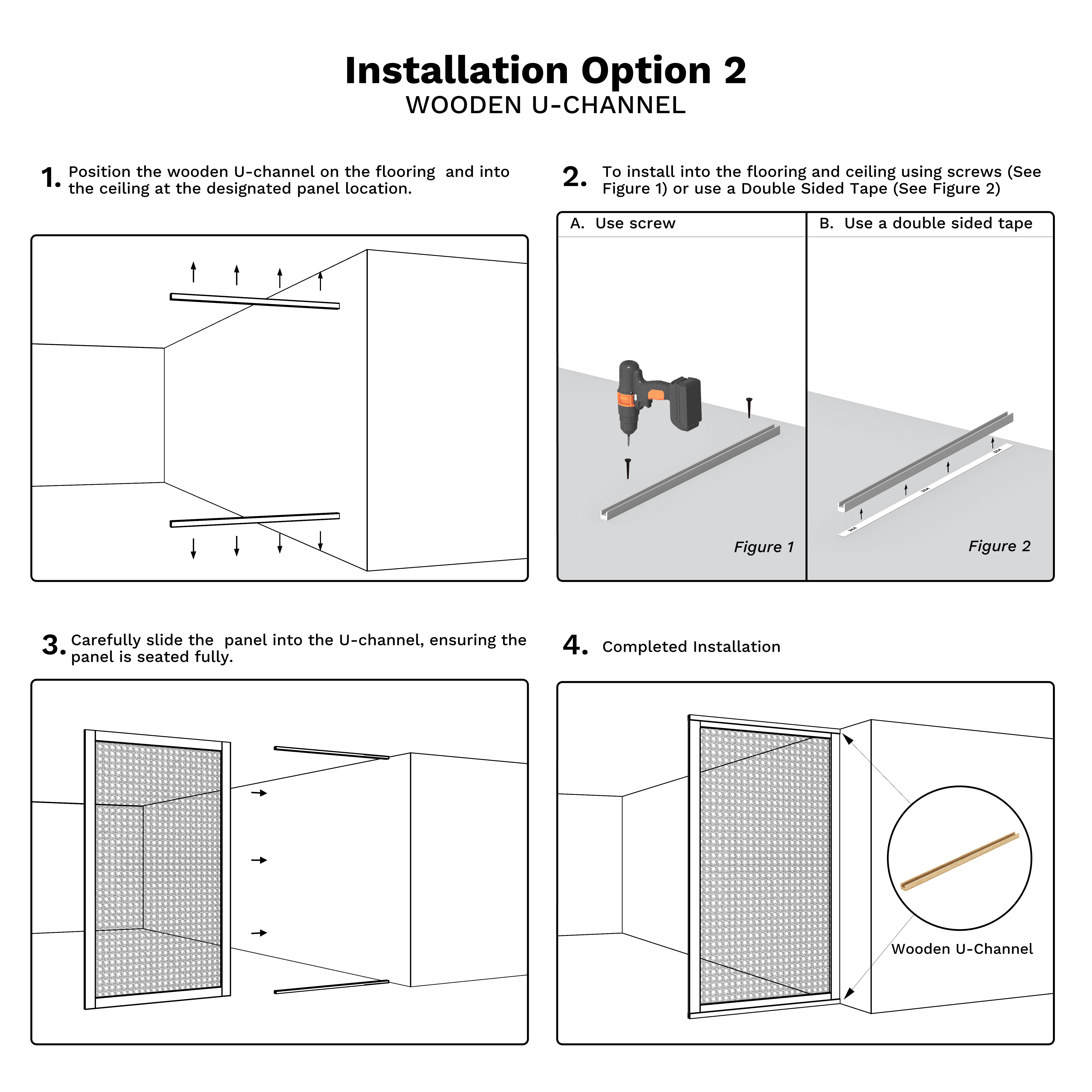 Wooden u-Channels Brackets (x2 per panel)