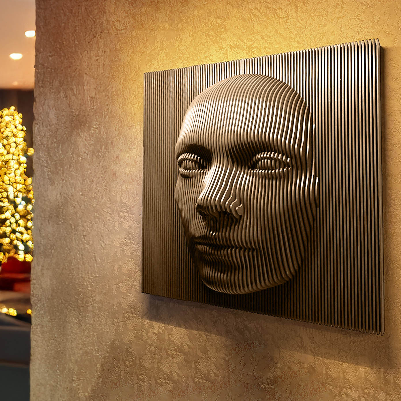Parametric face wall art, Parametric wall art for Luxury Hotel Suites design