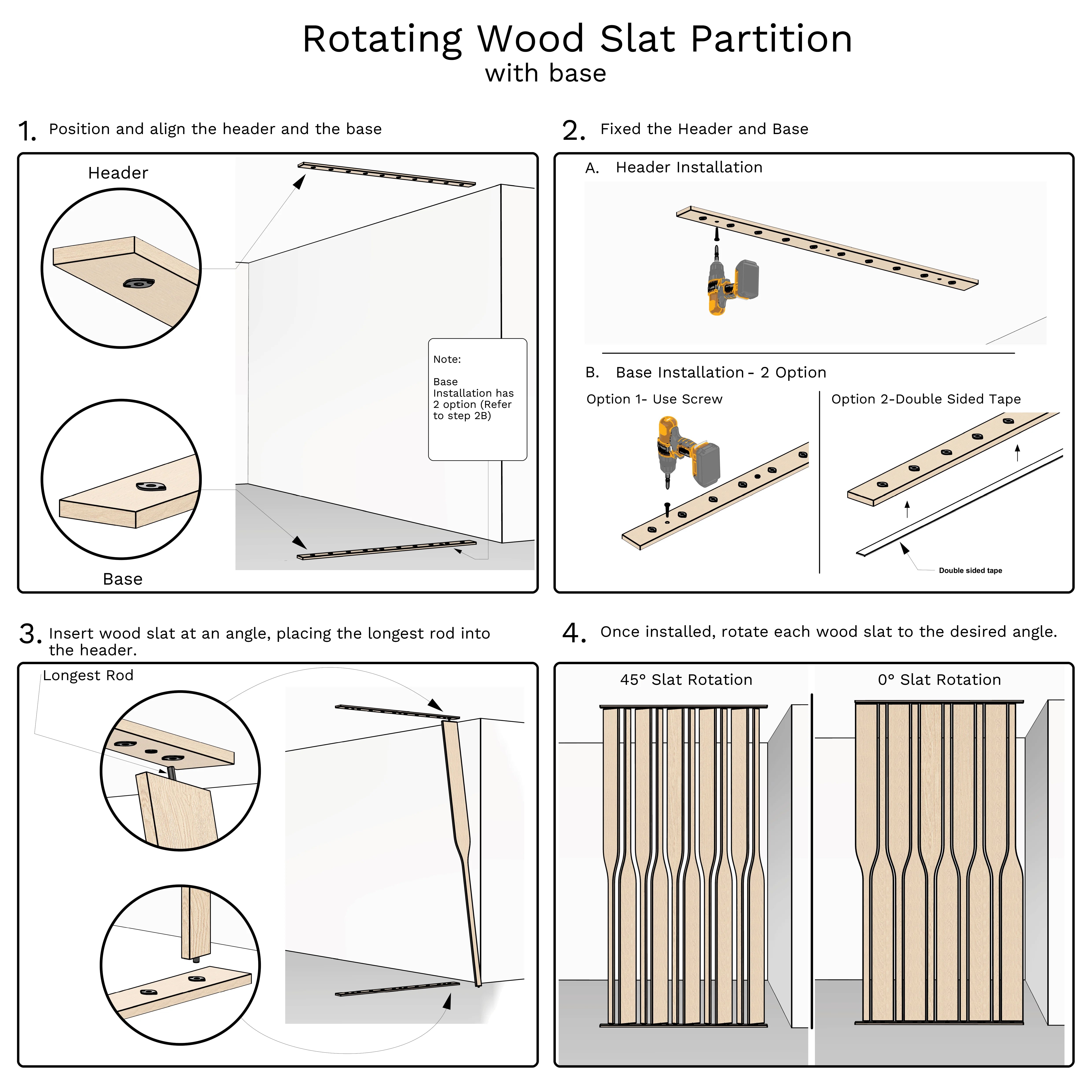 Nilos Rotating Wood Slat Partition with Base