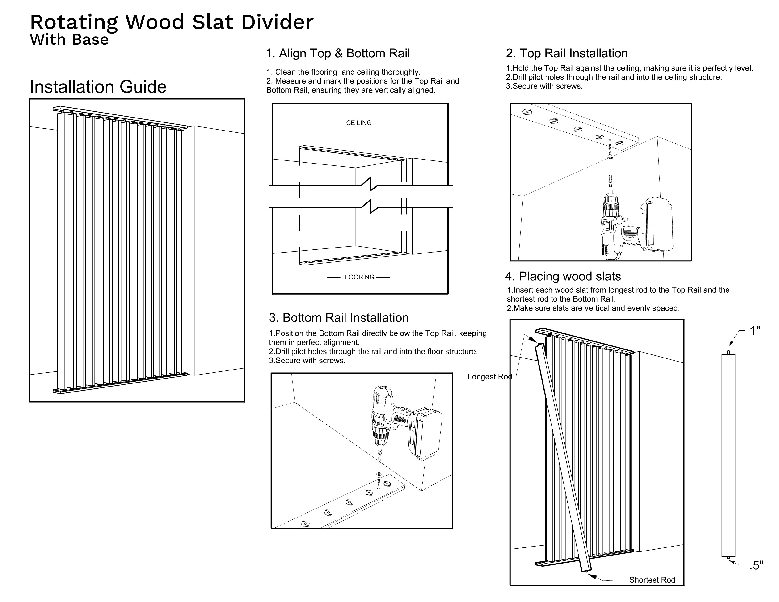 Floor-to-Ceiling Wood Slat Dividers – Fully Rotatable, On Sale ...