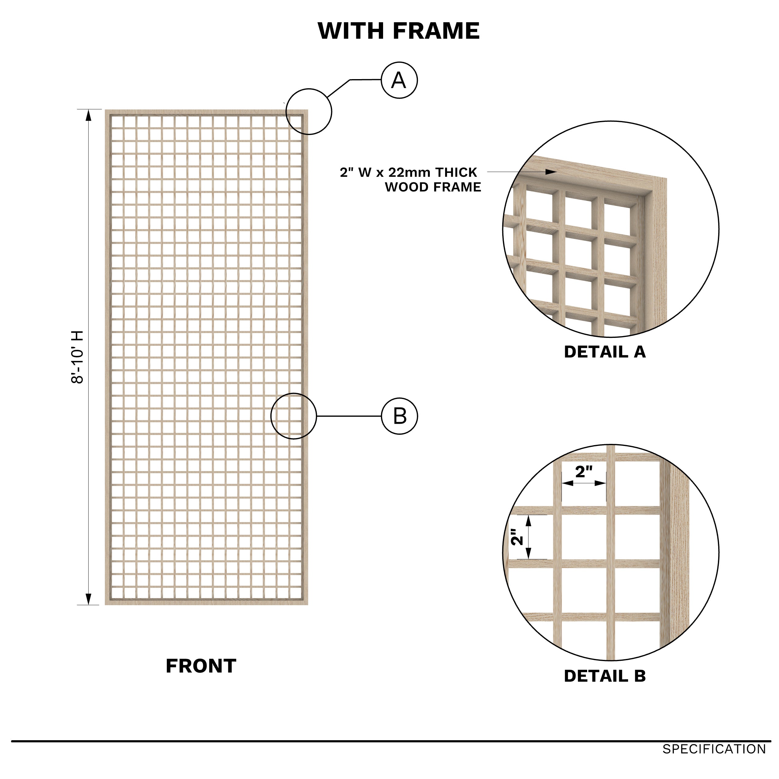 Hestia Customizable Wooden Grid Partition Wall