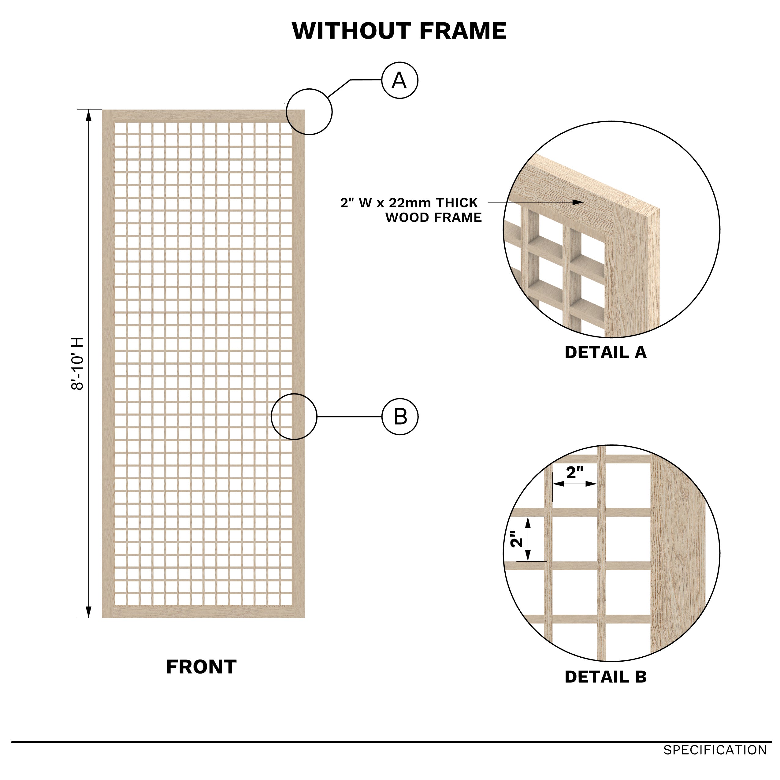 Hestia Customizable Wooden Grid Partition Wall