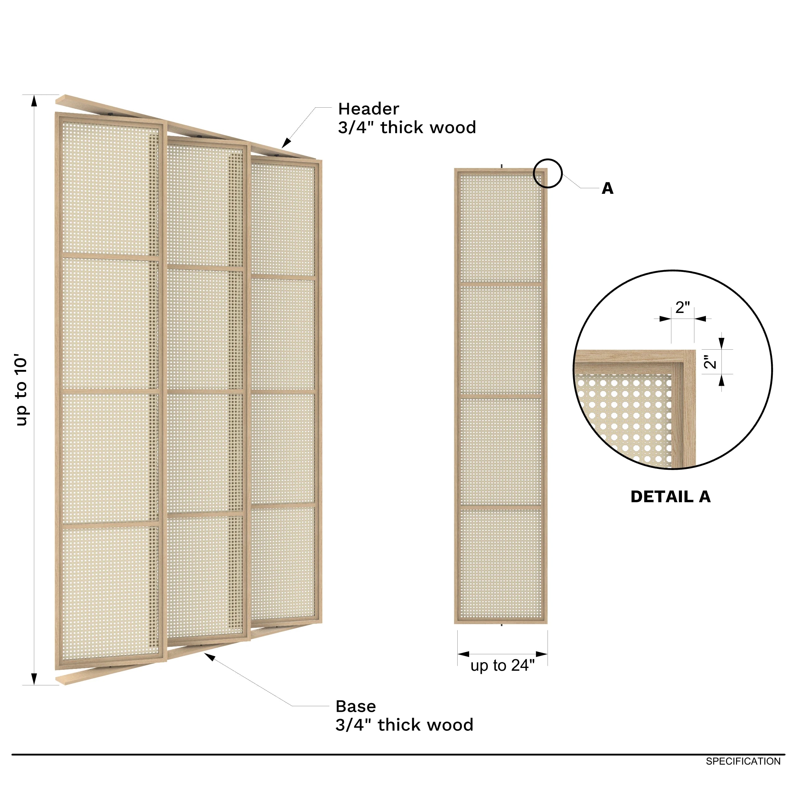 Kavan Rotating Rattan Room Divider with Base