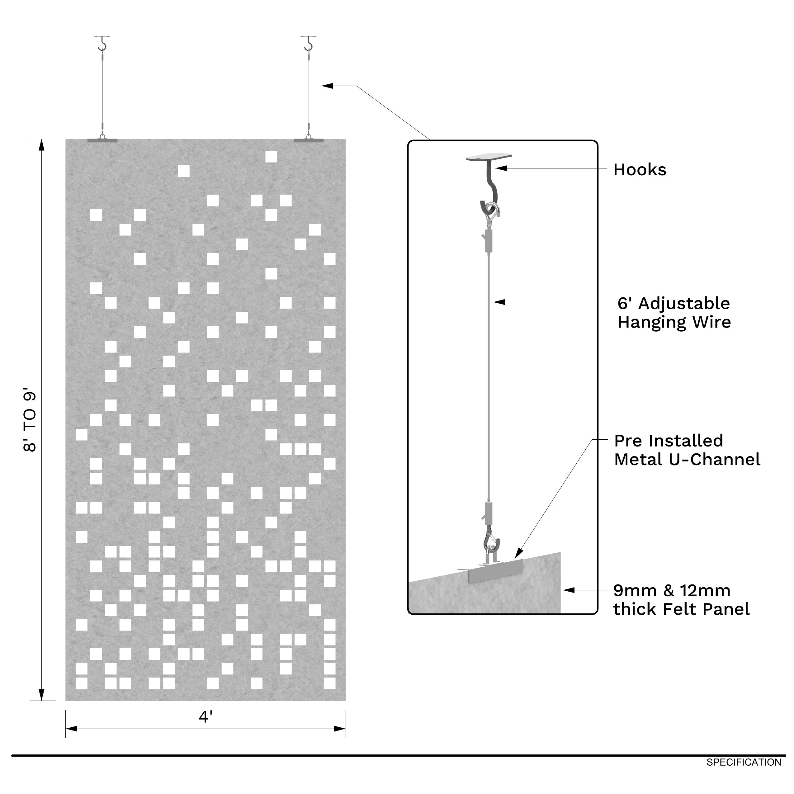 PET Felt Acoustic Divider Panel ( Pattern PET3 )