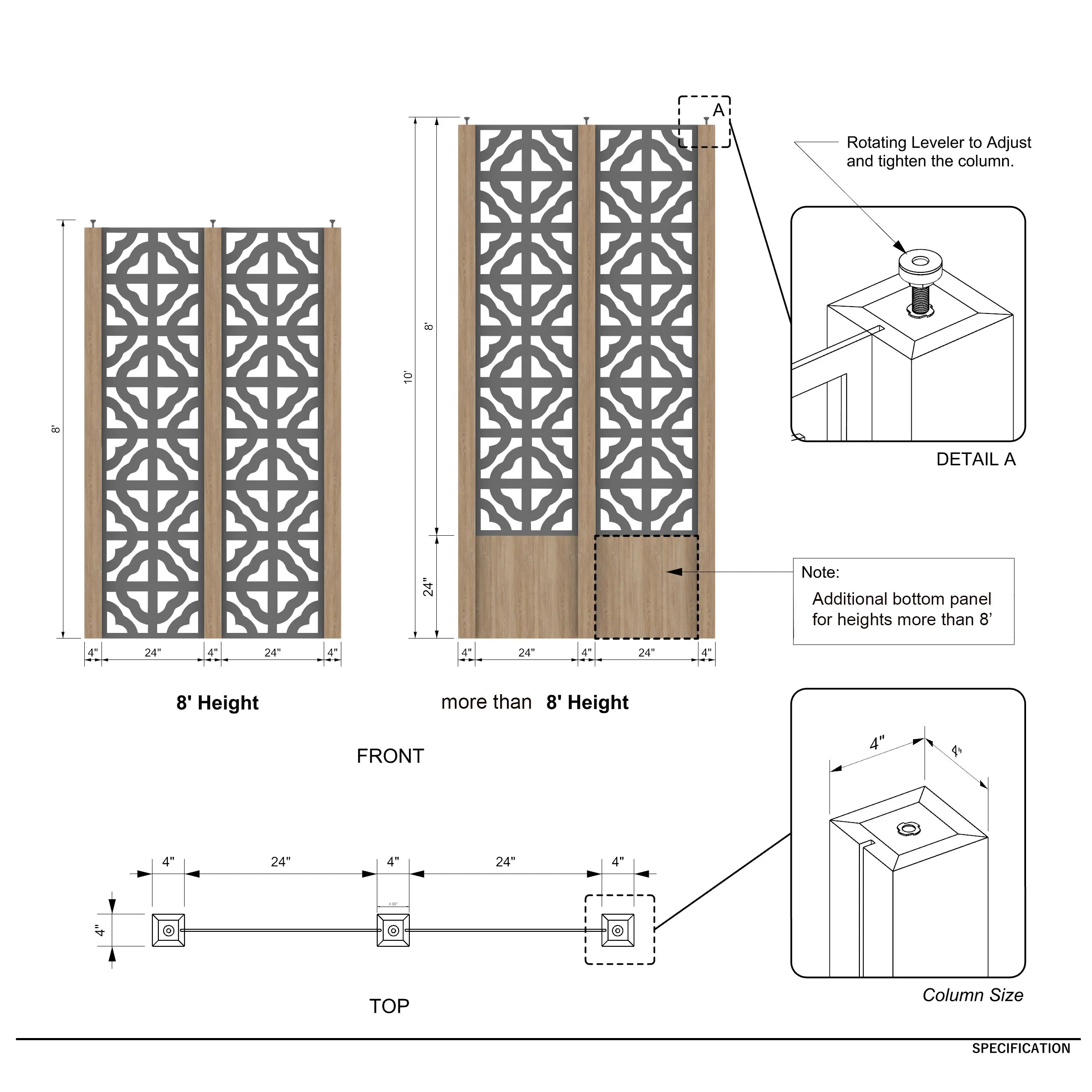 Aether Modular Wood Column Privacy Screens